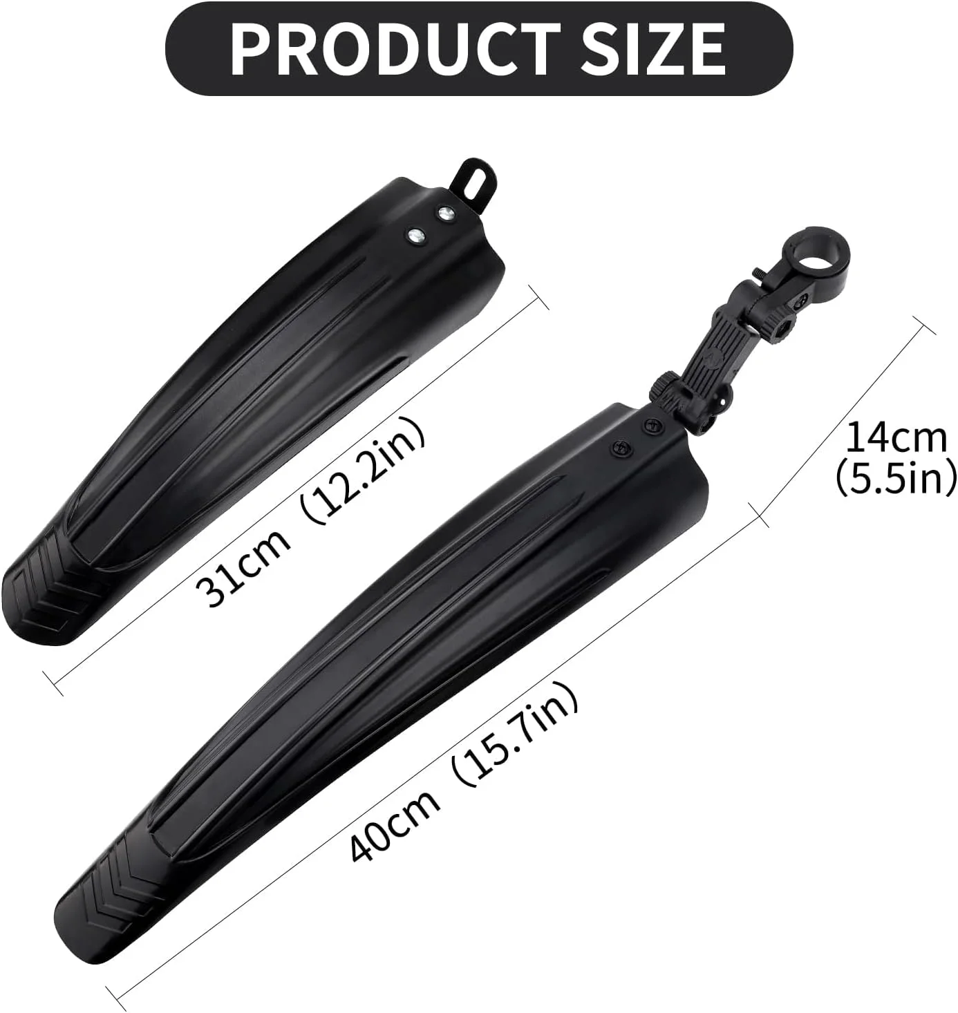 مجموعه گلگیر دوچرخه TERRIFI، مجموعه گلگیر قابل تنظیم جلو و عقب دوچرخه، مناسب برای سایز چرخ های 20، 22، 24، 26، 27، 28 اینچ، دوچرخه کوهستان و جاده