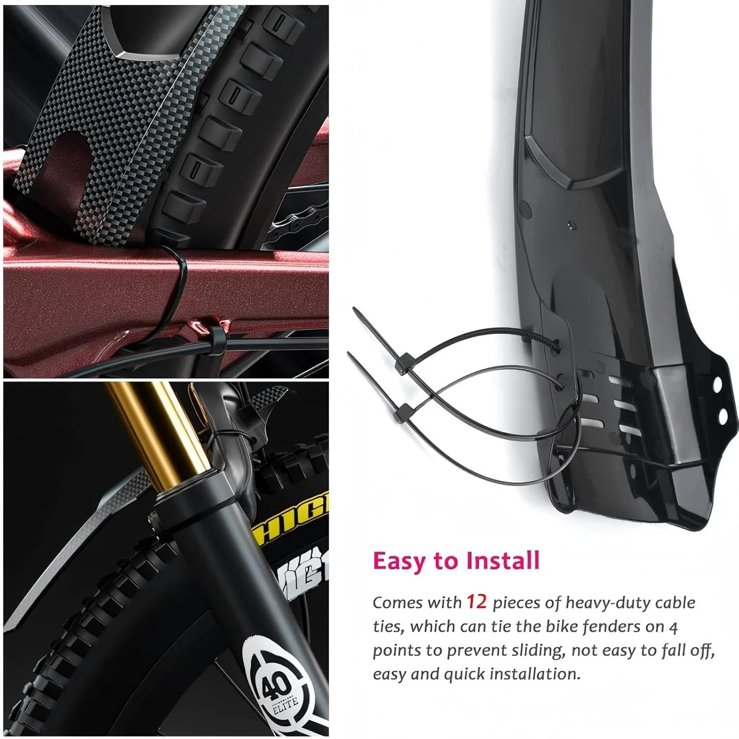 گلگیر دوچرخه کوهستان یونیورسال Tazweeq، گلگیر عقب دوچرخه، مجموعه گلگیر محافظ گل و لای دوچرخه کوهستان جلو (طول 29 سانتی متر، عرض 9 سانتی متر)