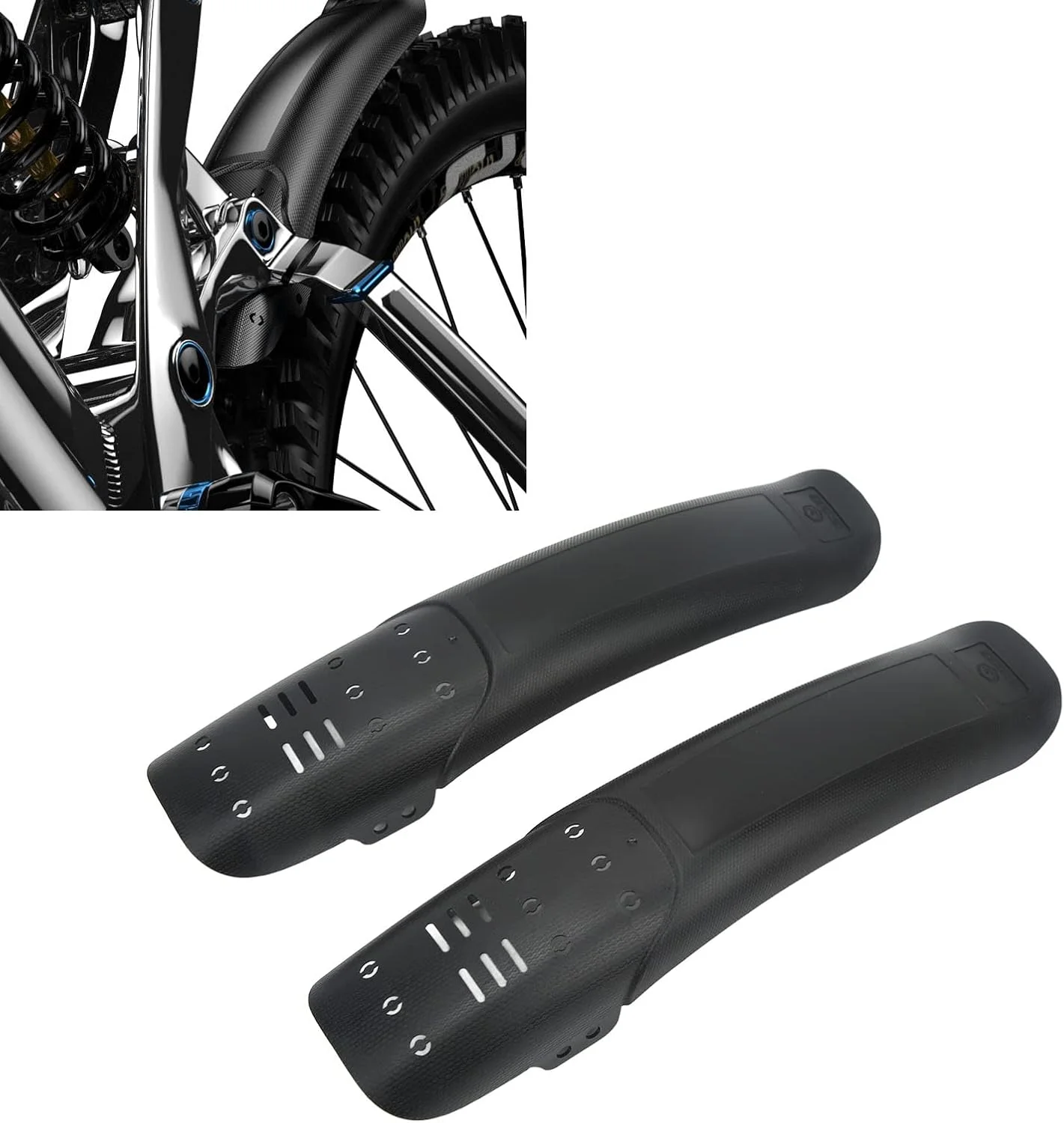 دو عدد گلگیر دوچرخه کوهستان یونیورسال، محافظ گل و لای رزین پلاستیکی سخت و طویل شده برای دوچرخه‌های جاده‌ای، بادوام، نصب آسان، مناسب دوچرخه‌سواری در فضای باز