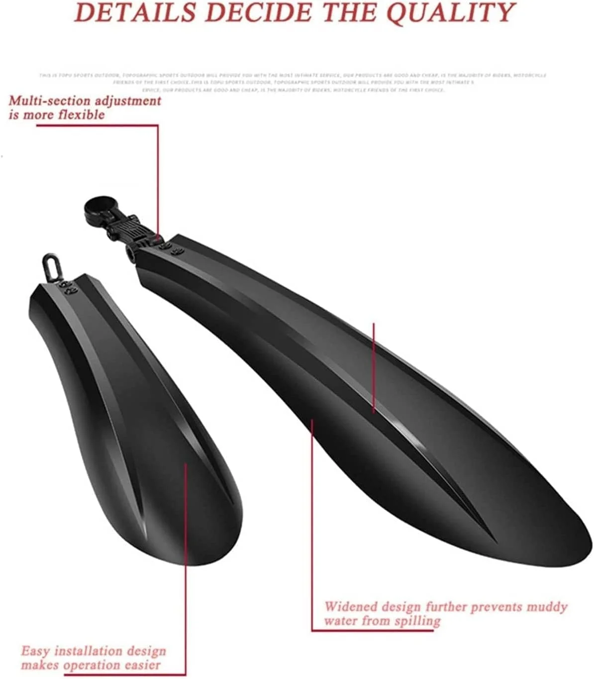 گلگیر دوچرخه، لوازم جانبی دوچرخه کوهستان، گلگیر قابل تنظیم قابل حمل دوچرخه مجموعه گلگیر دوچرخه باله گلگیر سازگار با گلگیر جلو/عقب دوچرخه (رنگ: مشکی)