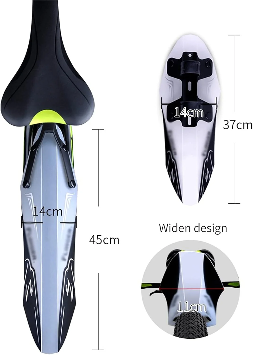 گلگیر دوچرخه، لوازم جانبی دوچرخه کوهستان، مجموعه گلگیر جهانی دوچرخه برای چرخ های 24-27.7 اینچی جلو و عقب با قابلیت نصب سریع و آسان (مدل : عقب) (رنگ : عقب) (رنگ : عقب)