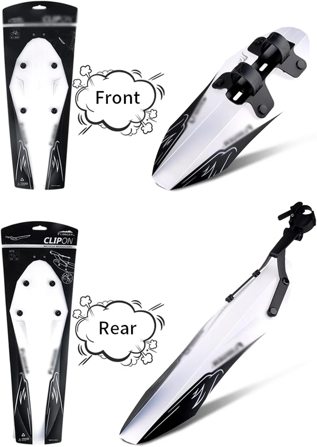 گلگیر دوچرخه، لوازم جانبی دوچرخه کوهستان، مجموعه گلگیر جهانی دوچرخه برای چرخ های 24-27.7 اینچی جلو و عقب با قابلیت نصب سریع و آسان (مدل : عقب) (رنگ : عقب) (رنگ : عقب)