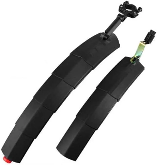 گلگیر دوچرخه، گلگیرهای دوچرخه سواری، گلگیر دوچرخه برقی، مجموعه گلگیر تلسکوپی تاشو دوچرخه با چراغ عقب، گلگیرهای جلو و عقب MTB، قطعات دوچرخه سواری (مشکی)