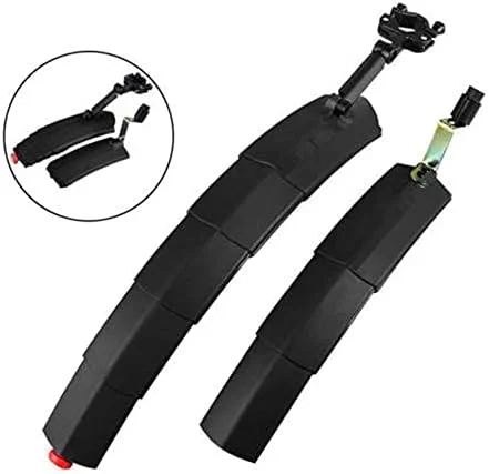 گلگیر دوچرخه، گلگیرهای دوچرخه سواری، گلگیر دوچرخه برقی، مجموعه گلگیر تلسکوپی تاشو دوچرخه با چراغ عقب، گلگیرهای جلو و عقب MTB، قطعات دوچرخه سواری (مشکی)