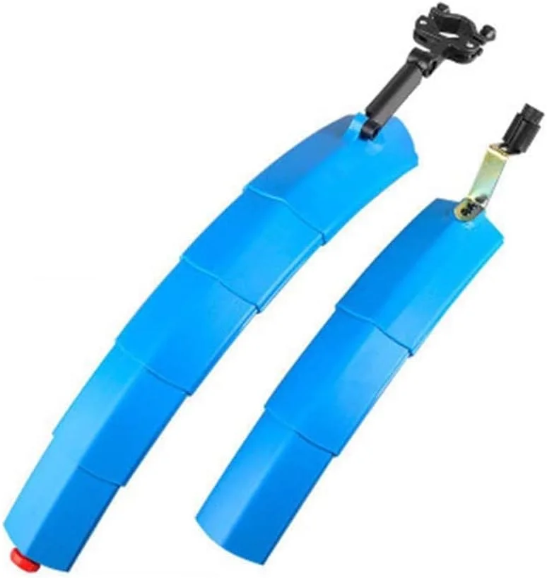 گلگیر دوچرخه، گلگیر دوچرخه سواری، گلگیر دوچرخه برقی، مجموعه 2 عددی گلگیر جلو و عقب دوچرخه کوهستان تاشو با چراغ عقب (آبی)