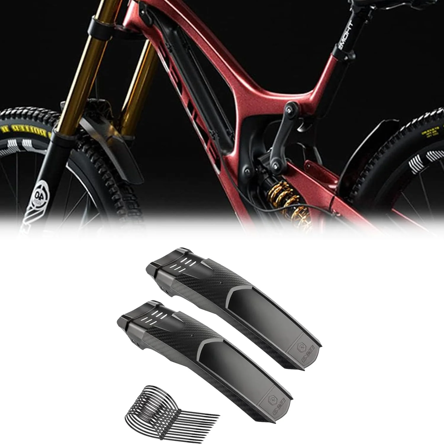 گلگیر دوچرخه، گلگیر دوچرخه کوهستان، مجموعه گلگیر دوچرخه، گلگیر MTB، گلگیر جلو و عقب دوچرخه، پوشش کامل جهانی ضخیم و پهن، مناسب برای دوچرخه های 20، 26، 27.5 و 29 اینچ، با 12 بست (2 عدد)