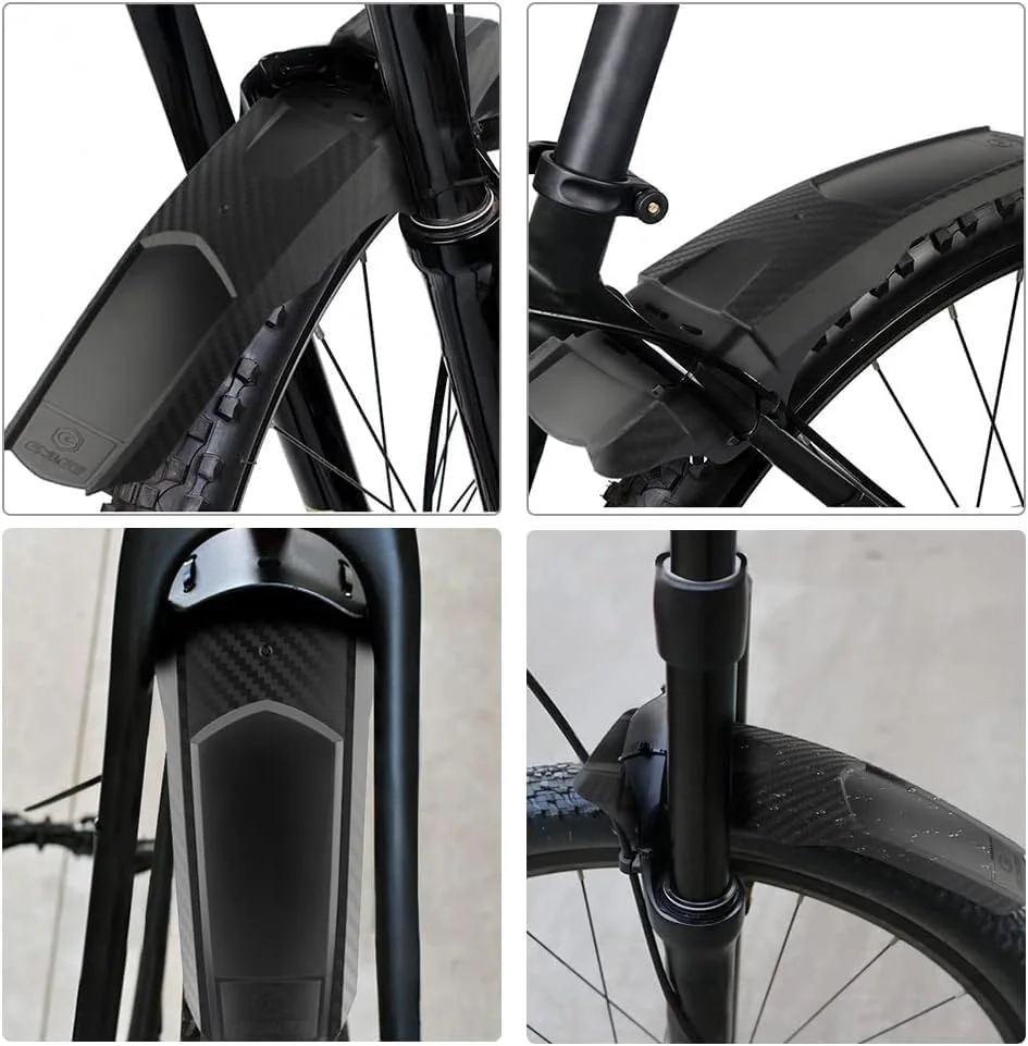 گلگیر دوچرخه، گلگیر دوچرخه کوهستان، مجموعه گلگیر دوچرخه، گلگیر MTB، گلگیر جلو و عقب دوچرخه، پوشش کامل جهانی ضخیم و پهن، مناسب برای دوچرخه های 20، 26، 27.5 و 29 اینچ، با 12 بست (2 عدد)