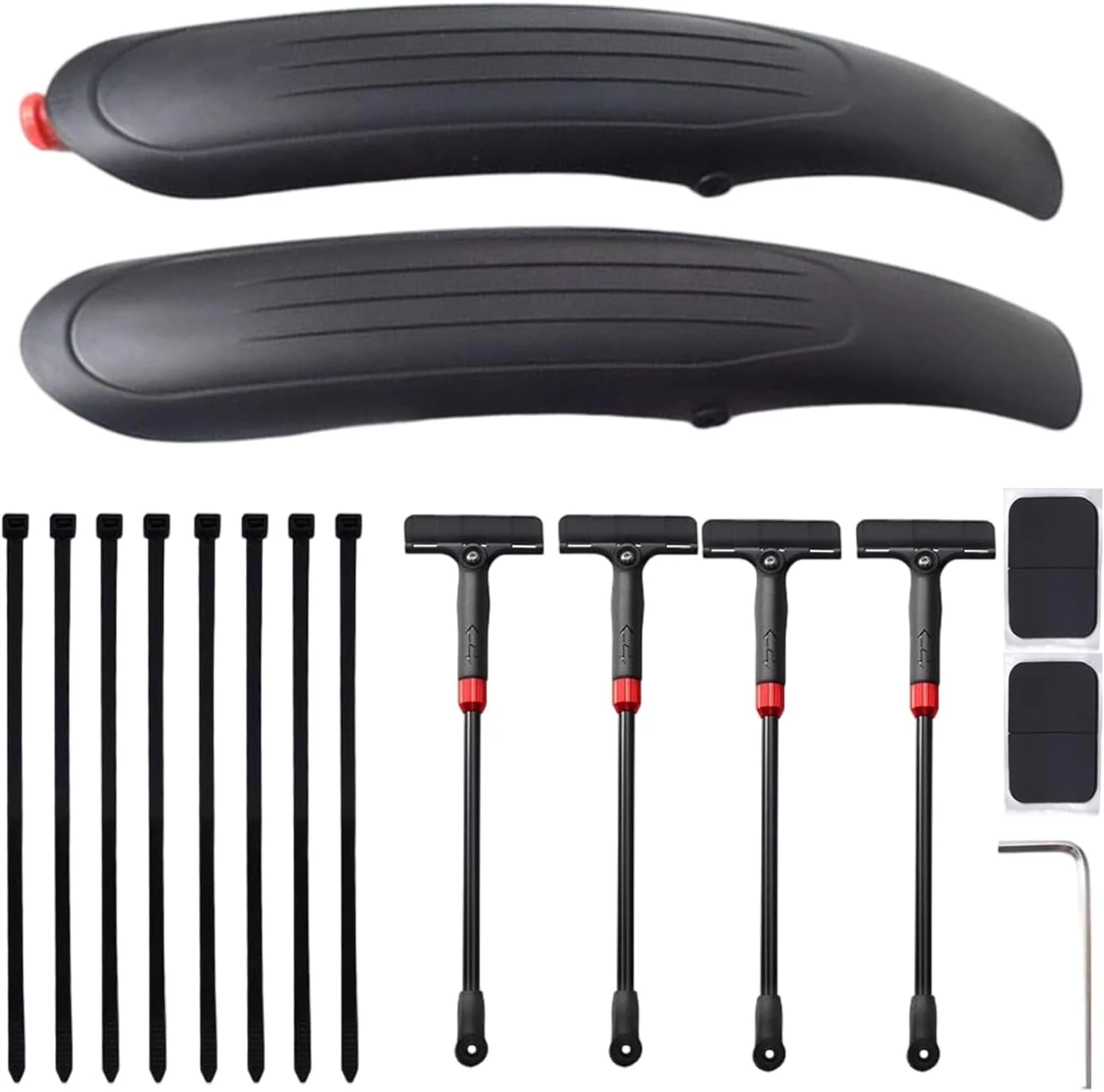 گلگیر دوچرخه کوهستان | میله قابل تنظیم و لوازم جانبی ایمن - کیت محافظ عقب دوچرخه | برای دوچرخه سواری در جاده های کوهستانی، رفت و آمد، هوای بارانی و فضای باز