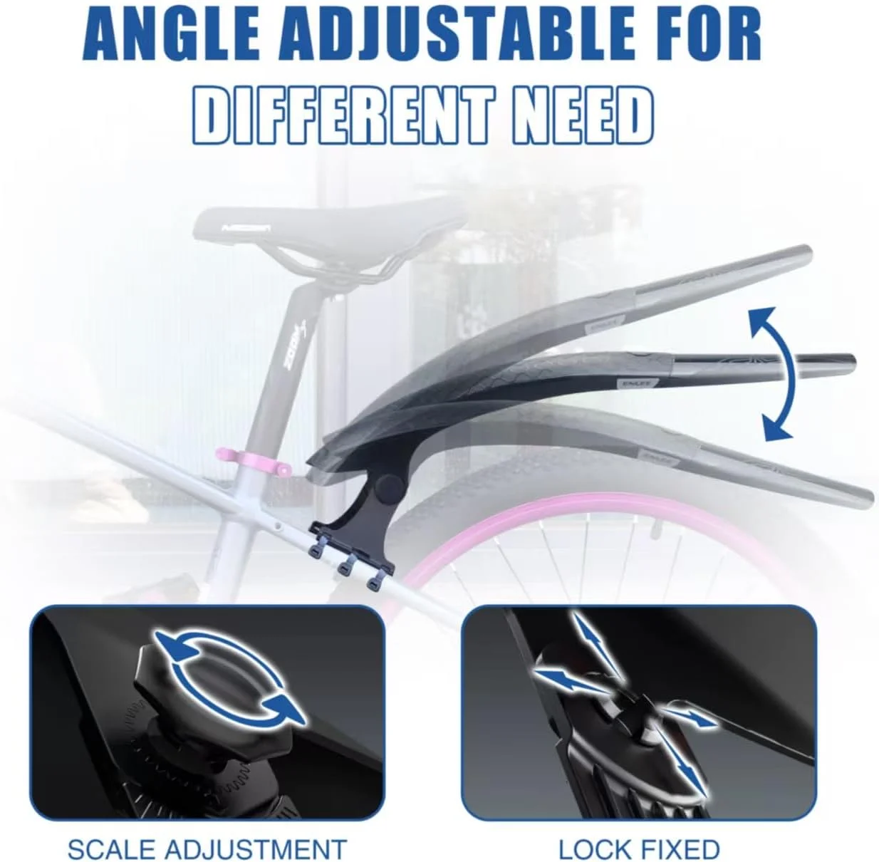 مجموعه گلگیر دوچرخه MEGHNA، گلگیرهای سبک وزن جلو و عقب، گلگیر جهانی دو قسمتی برای دوچرخه کوهستانی 26-29 اینچ، دوچرخه کروز، دوچرخه تاشو