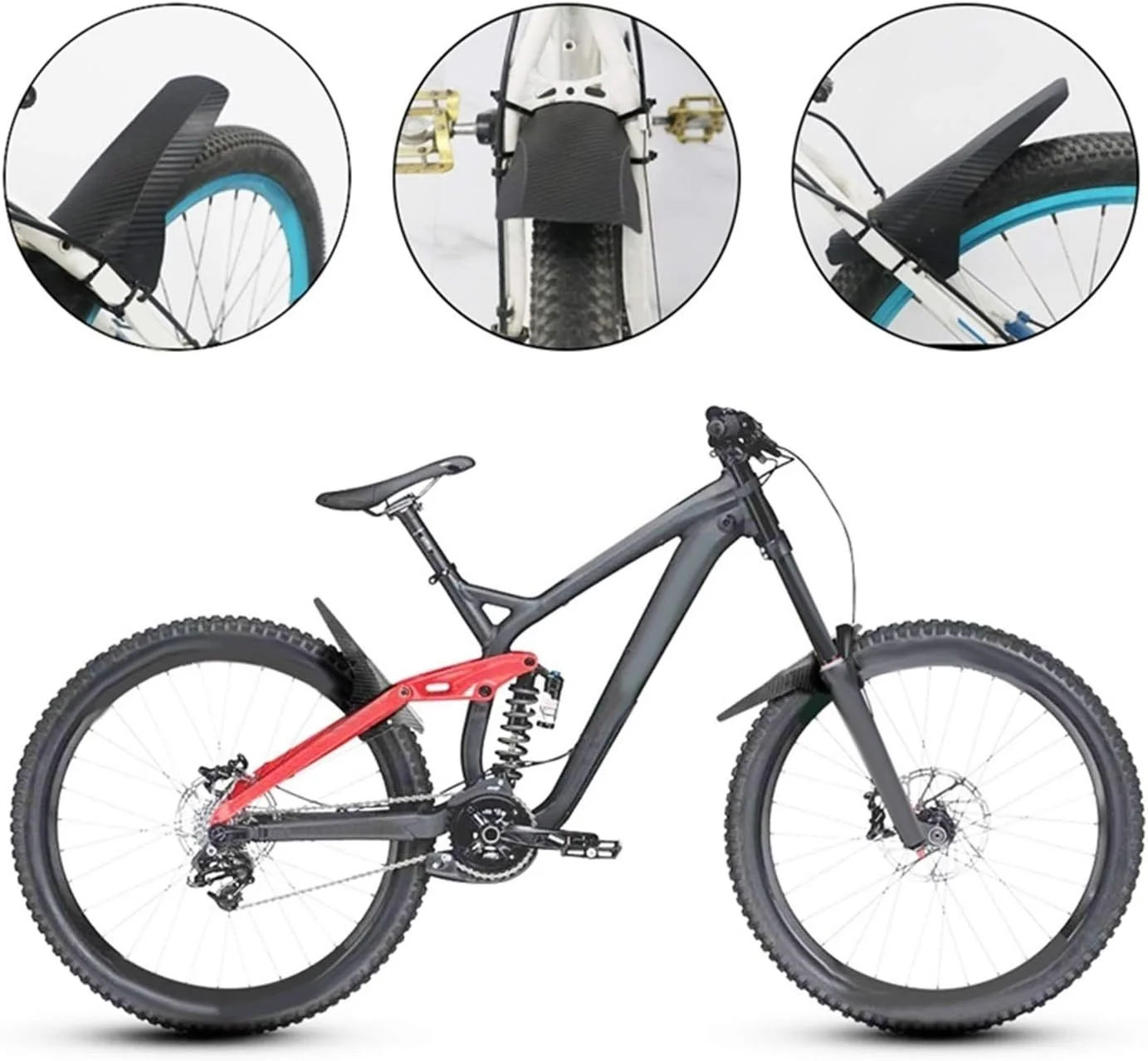 گلگیر عقب موتورسیکلت 2 عددی، گلگیر دوچرخه کوهستان، گلگیر جلو و عقب MTB، گلگیرهای قابل تنظیم مناسب برای دوچرخه های 26 اینچی، 27.5 اینچی و 29 اینچی برای اصلاح موتورسیکلت (مشکی)، لوازم جانبی موتور سیکلت