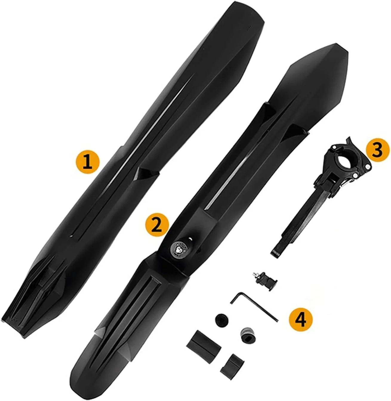 گلگیر دوچرخه با قابلیت جدا شدن سریع، 2 عدد گلگیر جلو و عقب مناسب دوچرخه های کوهستانی سایز 24، 26، 27.5 و 29 اینچ