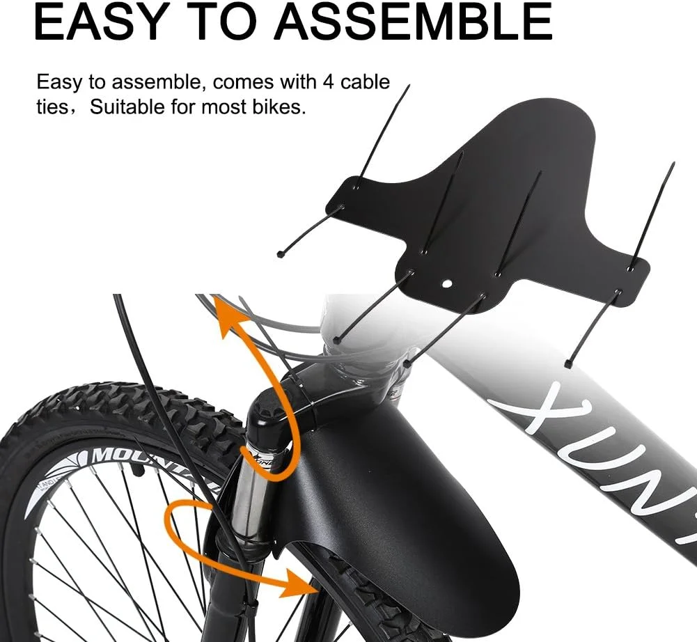 گلگیر دوچرخه، مجموعه گلگیرهای لاستیک جلو و عقب دوچرخه کوهستان، لوازم جانبی مشکی