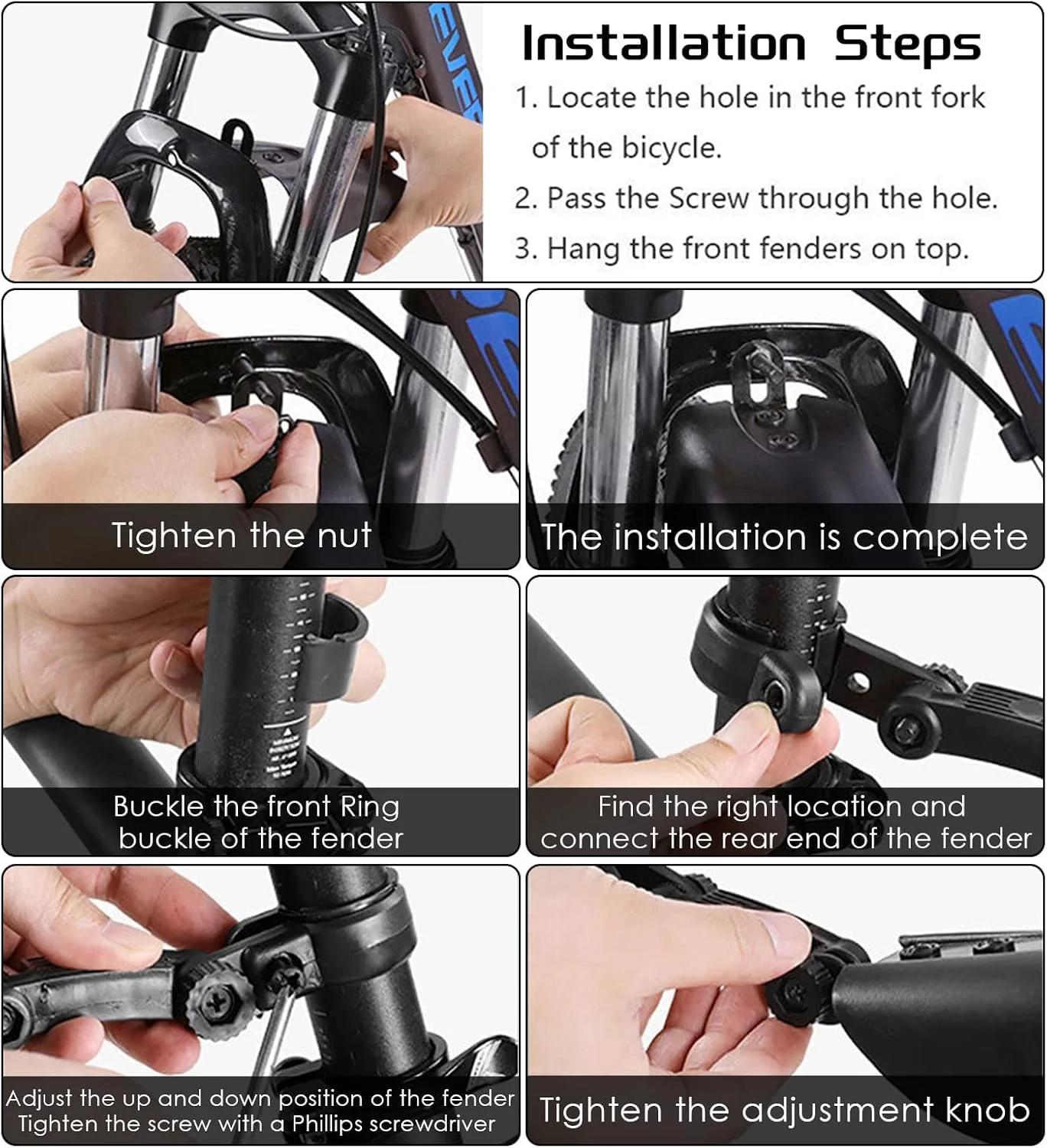 مجموعه گلگیر دوچرخه Excefore، مجموعه گلگیر جهانی جمع شونده برای دوچرخه های کوهستانی و جاده ای، گلگیر جلو و عقب برای دوچرخه کوهستانی 20 تا 26 اینچ (سبز)