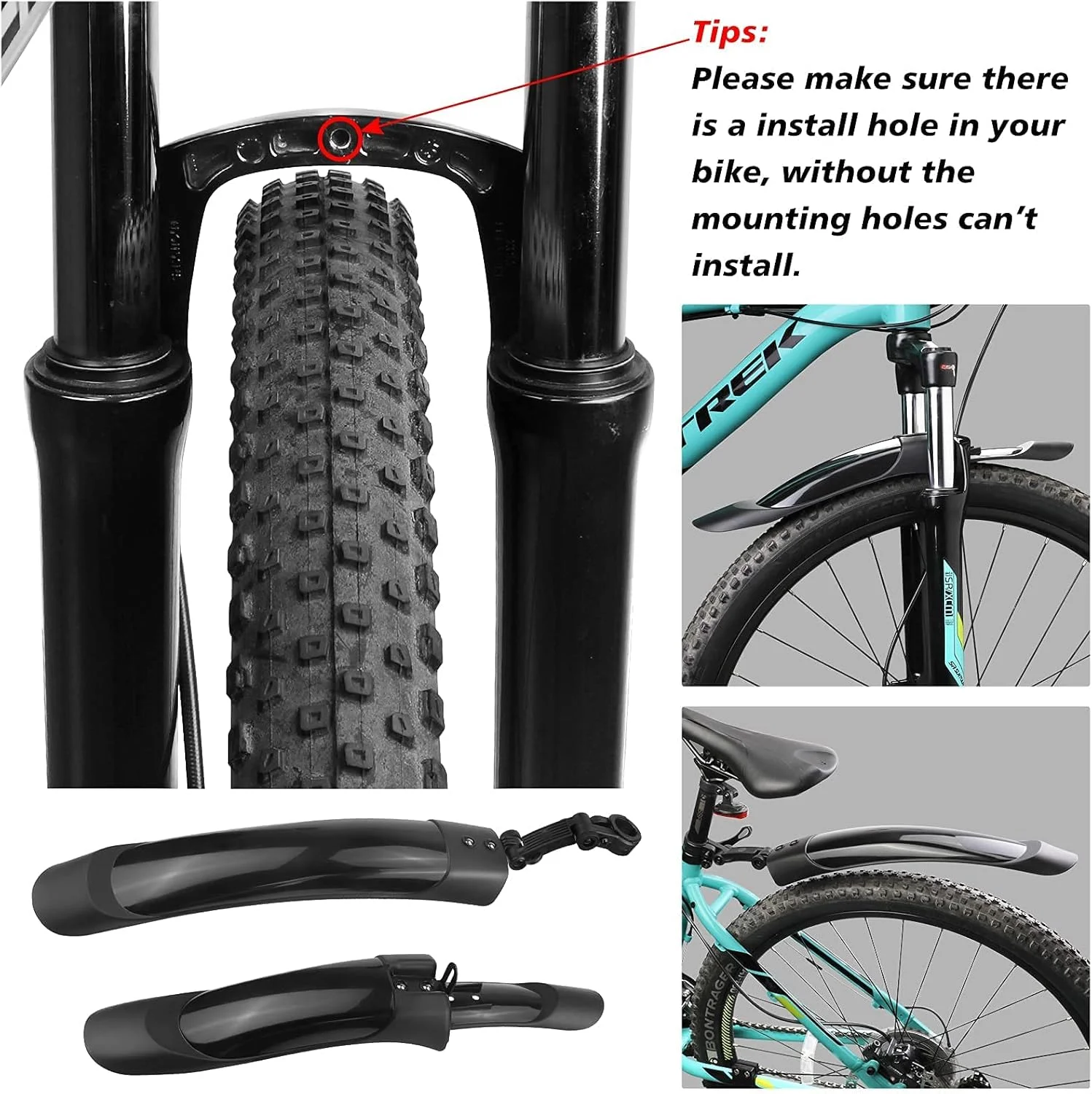 مجموعه گلگیر دوچرخه، گلگیر قابل تنظیم جلو و عقب برای دوچرخه کوهستان، گلگیر دوچرخه جاده ای مناسب برای دوچرخه های 20/22/24/26 اینچی