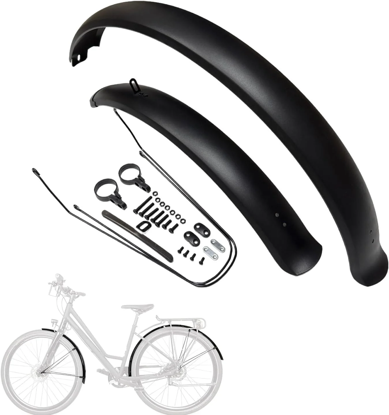 گلگیر دوچرخه تایر پهن، مناسب برای تایرهای 26 x 2.5~3.0 اینچ، مجموعه گلگیر جلو و عقب 2 تکه - پوشش کامل جهانی، مناسب برای دوچرخه کوهستان، جاده، برقی و ساحلی