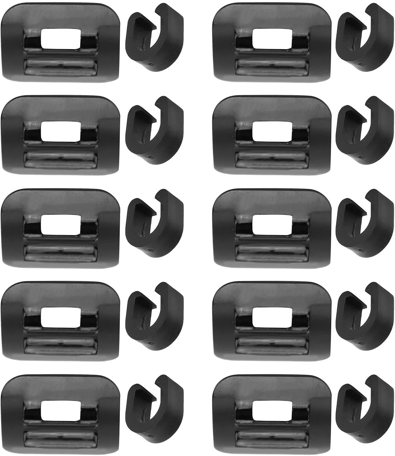 راهنمای کابل دوچرخه با دوام Keenso، شامل 10 ست گیره C شکل برای نصب آسان، لوازم جانبی دوچرخه سواری برای دوشاخ جلو/بدنه، آلیاژ آلومینیوم/PVC، مشکی، 10 عدد پایه و 10 عدد بست/نگهدارنده