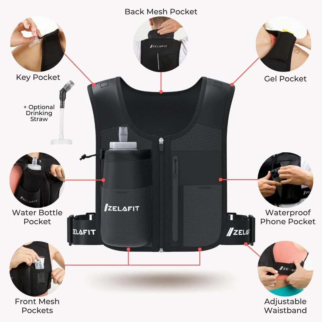 جلیقه آبرسانی مخصوص دویدن، جلیقه مخصوص دویدن با جای تلفن همراه، جلیقه مخصوص دویدن با بطری آب - مناسب آقایان و بانوان