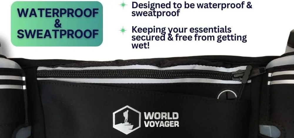 کمربند آبرسانی فوق العاده هیدرابلت برای دوندگان، دارای 2 جیب، 2 بطری آب 300 میلی لیتری بدون BPA، مشکی، مشکی، سایز آزاد