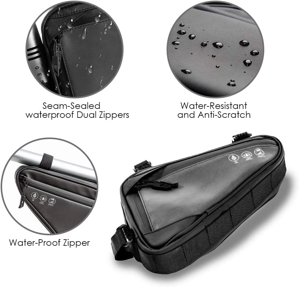 کیف مثلثی تنه دوچرخه WOTOW، ضد آب با قابلیت بازتاب نور، دارای دو جیب جانبی، کیف لوازم جانبی ابزار زیر زین برای سفر با دوچرخه کوهستانی و جاده (1.5 لیتر)