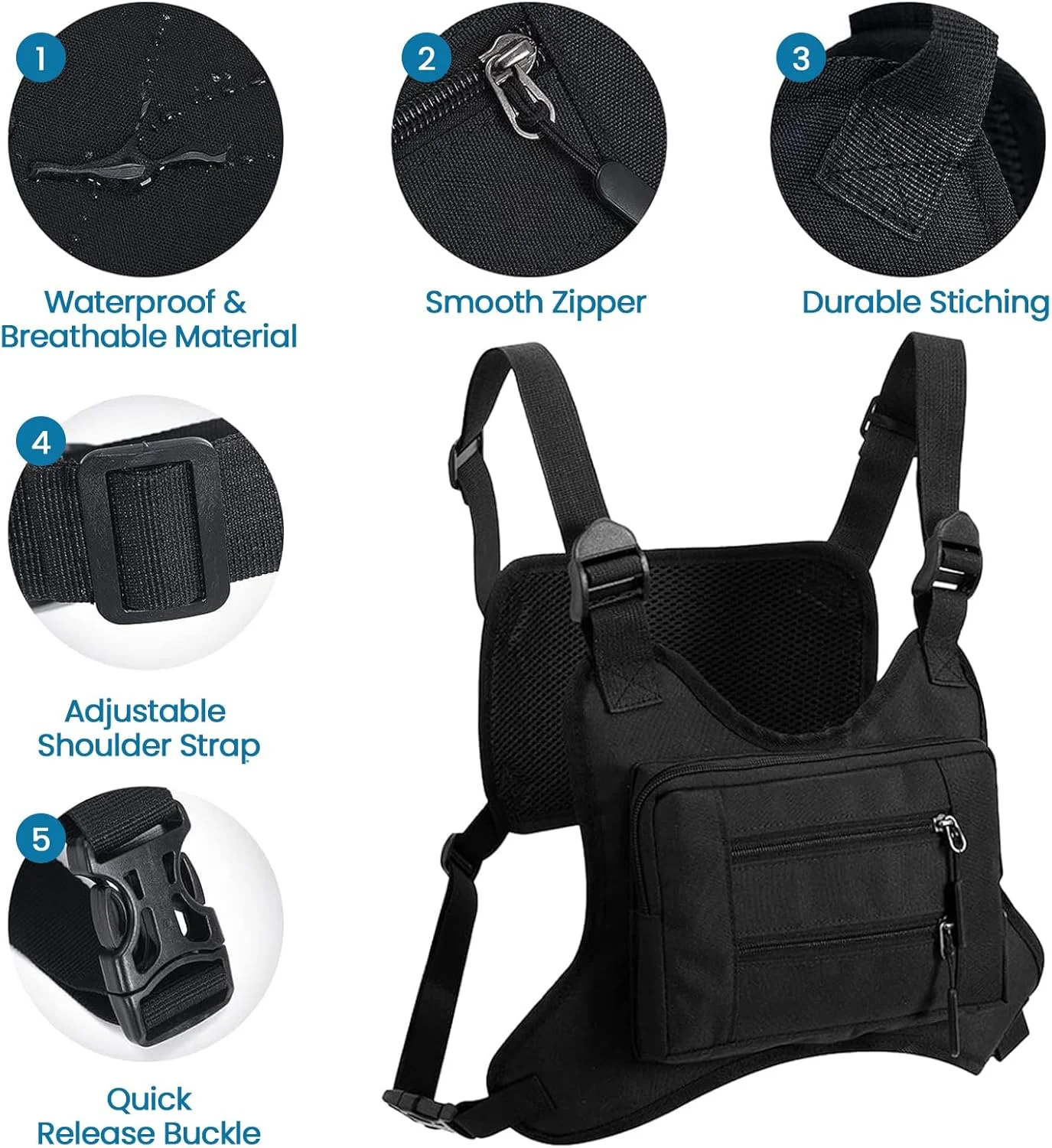 کیف سینه ورزشی ویسفانلی برای آقایان و بانوان، کیف سینه ضد آب و سبک وزن، کیف نگهدارنده تلفن همراه برای دویدن با فضای ذخیره سازی اضافی، کوله پشتی جلیقه تاکتیکی برای تمرینات دویدن و دوچرخه سواری