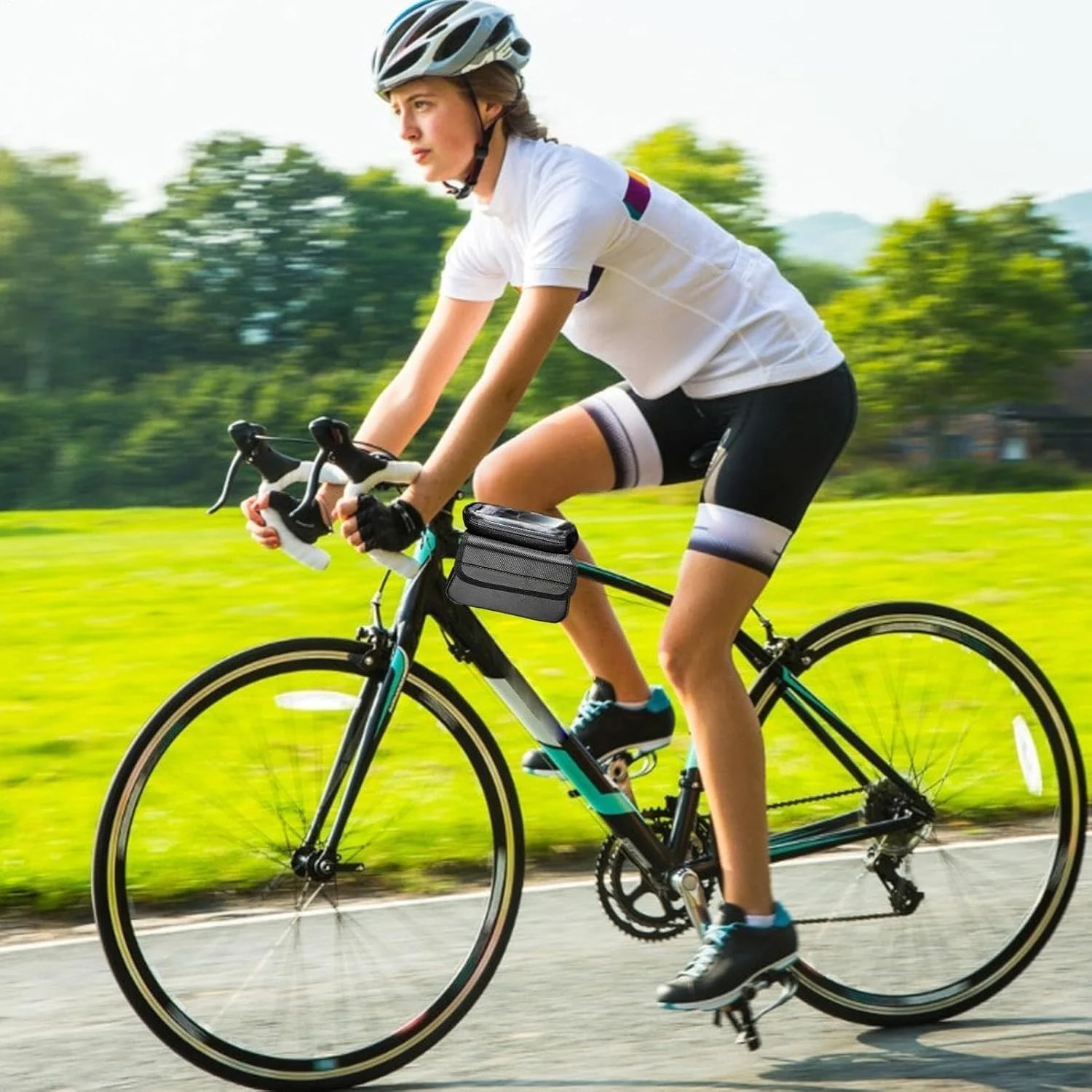 کیف زین جلویی ضد آب، کیف تلفن دوچرخه، لوازم و تجهیزات دوچرخه سواری، دارای جک هدفون، ظرفیت بزرگ برای فضای باز، کلیدها