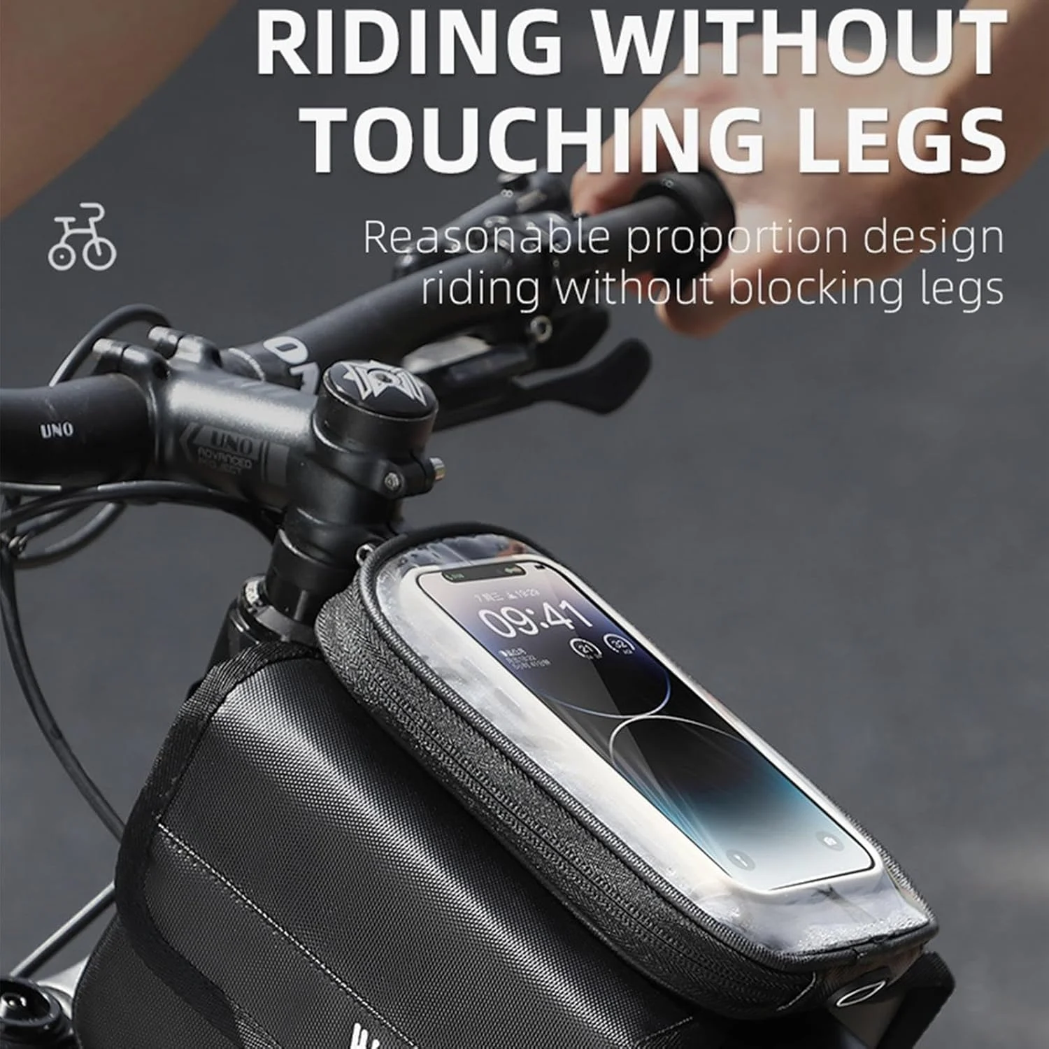 کیف زین جلویی ضد آب، کیف تلفن دوچرخه، لوازم و تجهیزات دوچرخه سواری، دارای جک هدفون، ظرفیت بزرگ برای فضای باز، کلیدها
