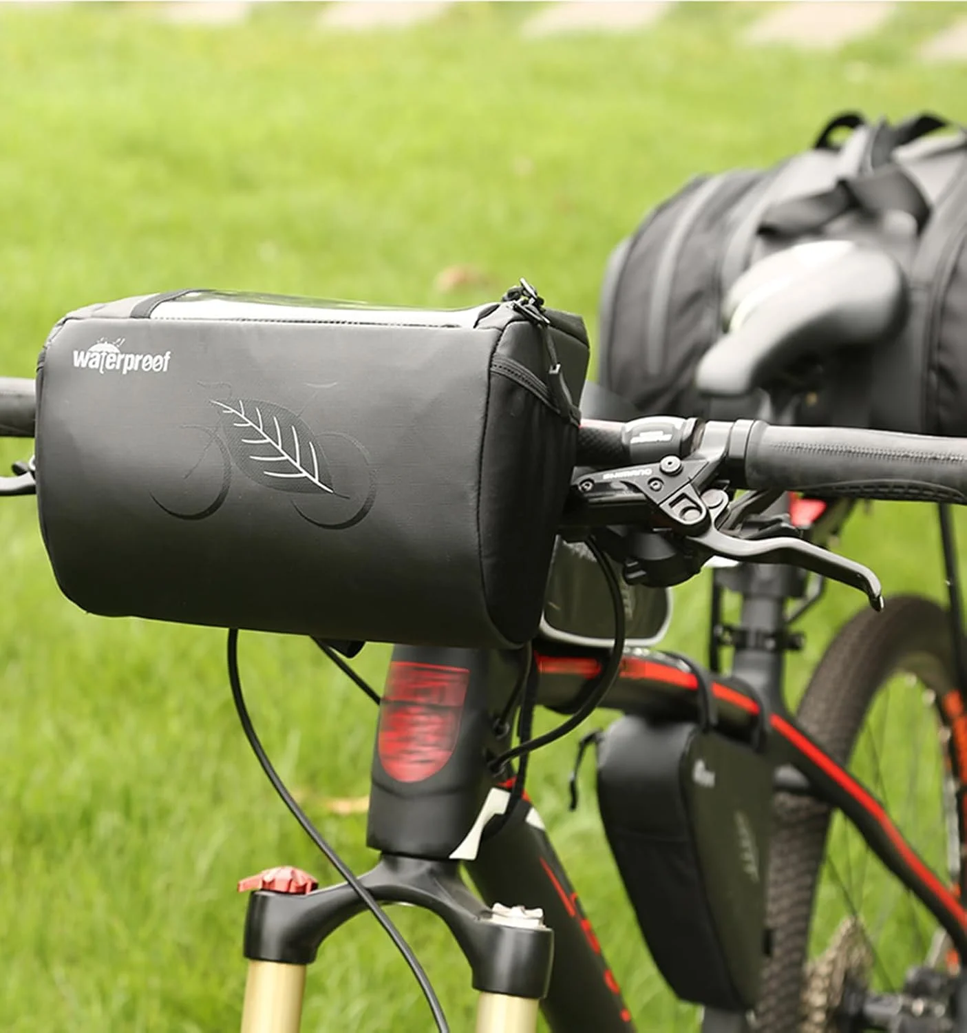 کیف ضدآب فرمان دوچرخه، سبد جلویی دوچرخه با نگهدارنده تلفن همراه لمسی، کیف ذخیره سازی بازتابنده 3 لیتری برای مردان، زنان، کودکان، مناسب دوچرخه سواری در فضای باز، جاده و کوهستان