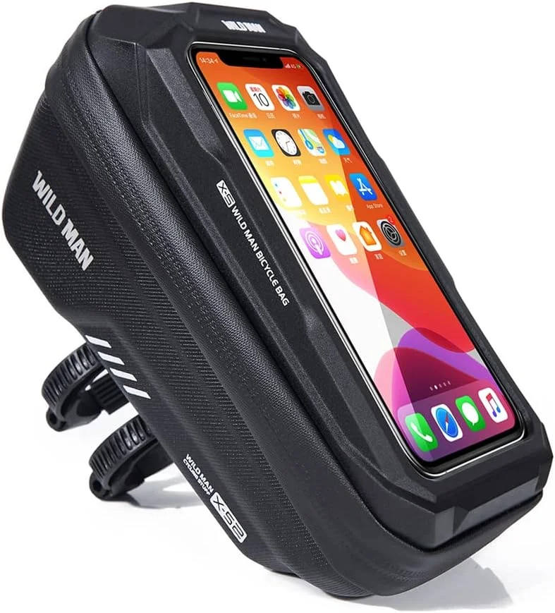 کیف جلوی فرمان دوچرخه وایلد من مدل XS2 با قابلیت نصب سریع، ضد آب، نگهدارنده گوشی موبایل با صفحه لمسی 1 لیتری مناسب دوچرخه های کوهستانی و شهری