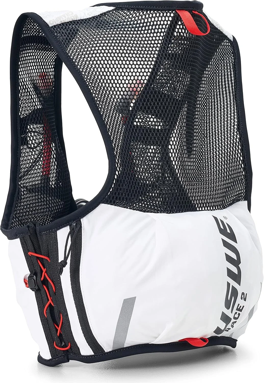 کوله پشتی دویدن USWE Pace 2L به همراه 2 عدد UltraFlask 500 میلی لیتری، کوله پشتی برای آقایان و بانوان، سفید مشکی، L-XL