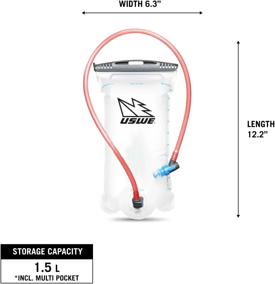 کیسه آب نخبگان USWE، مخزن آب با اتصال سریع Plug-n-Play و دهانه باز کشویی پهن، ضد نشت برگشت پذیر و بدون BPA، برای کوله پشتی