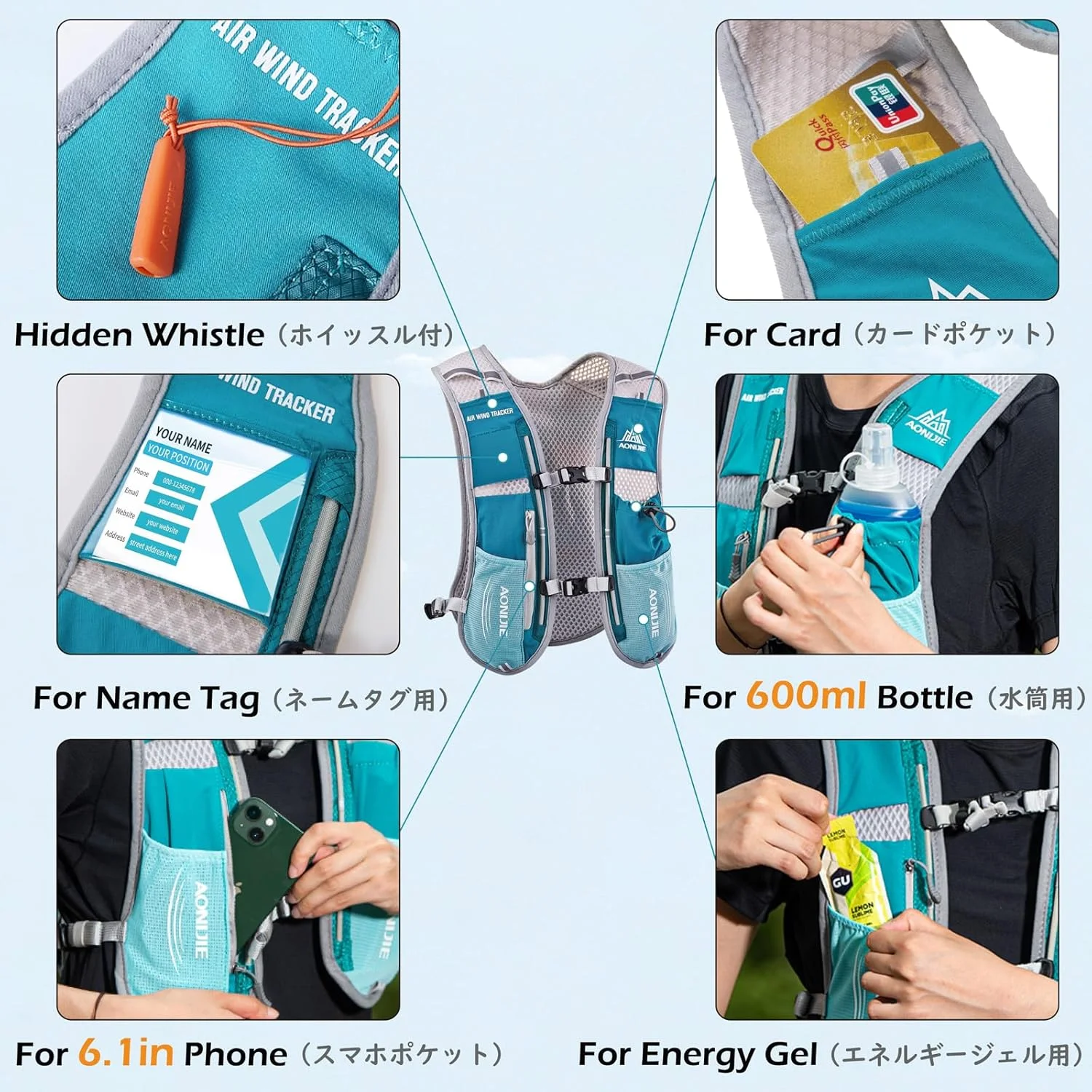 کوله پشتی هیدراتاسیون 5 لیتری مناسب دویدن، کوله پشتی آب مسابقه ماراتن، مناسب دوچرخه سواری و پیاده روی برای آقایان و بانوان