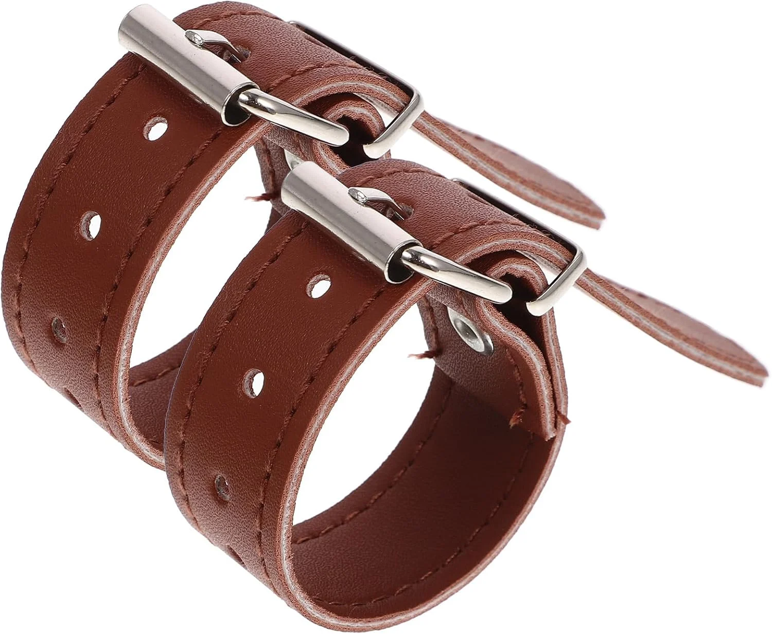 Toddmomy 1 جفت بند سبد دوچرخه بندهای چرمی PU بندهای چرمی قابل تنظیم برای دوچرخه (قهوه ای)