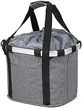 سبد چند منظوره دوچرخه تاشو مناسب حمل حیوانات خانگی کوچک، سبد جلویی فرمان دوچرخه با قابلیت جدا شدن سریع، مناسب برای رفت و آمد در فضای باز، خرید، کمپینگ و دوچرخه سواری (خاکستری)