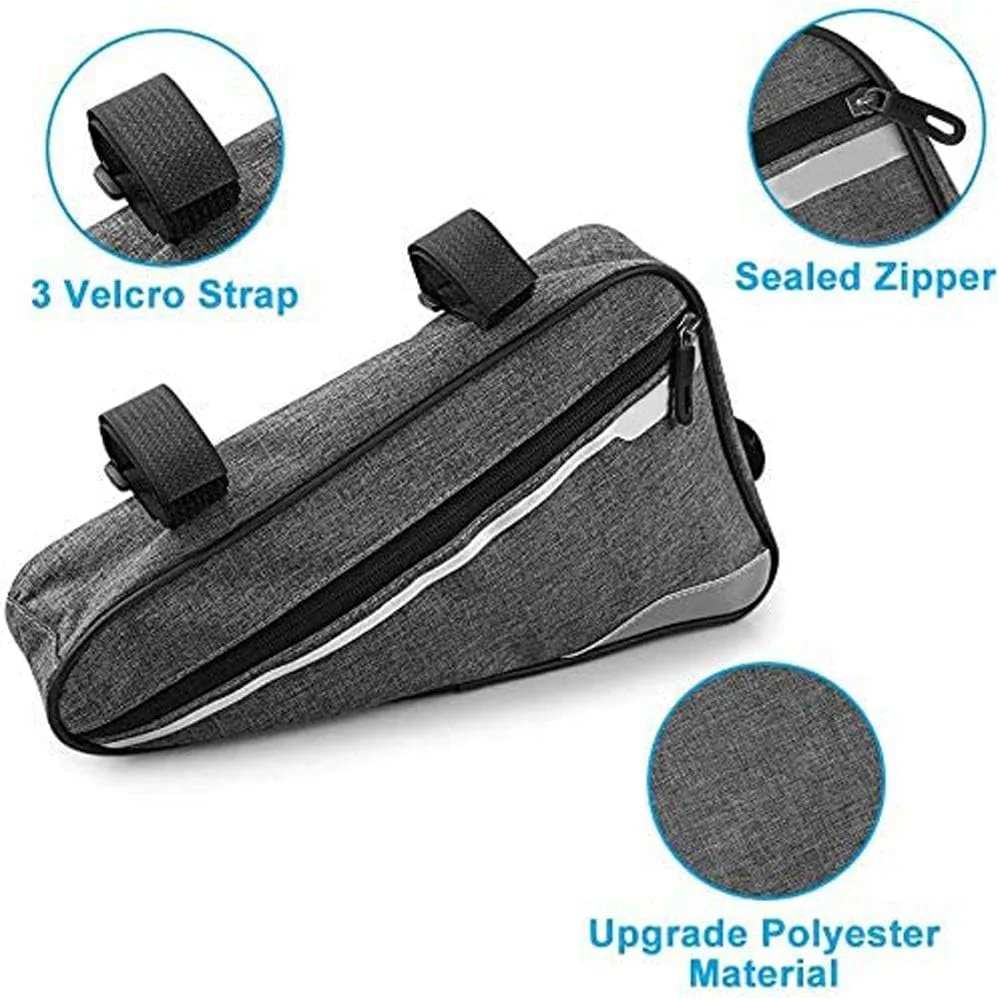 کیف مثلثی تنه دوچرخه SUYAYA - کیف لوازم جانبی دوچرخه، مناسب دوچرخه های کوهستانی و جاده ای (خاکستری)