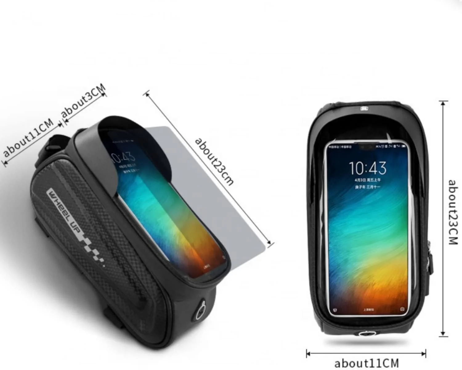 کیف جلوی فرمان دوچرخه SKEIDO WHEEL UP با صفحه لمسی 7.0 اینچی، ضد آب، کیف لوله جلویی دوچرخه، جا موبایلی، کیف دوچرخه سواری