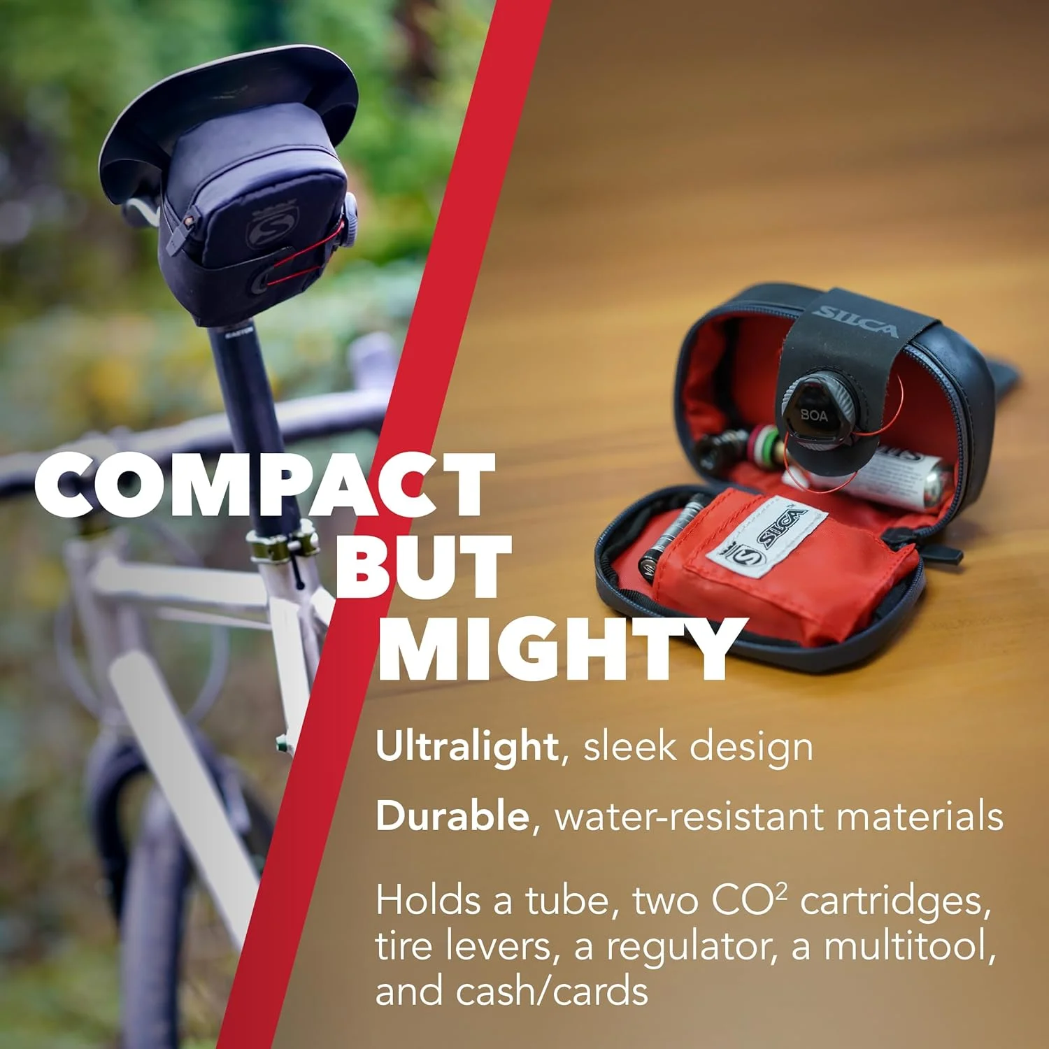 کیف دوچرخه SILCA MATTONE با سیستم بسته‌شدن BOA | دارای زیپ YKK ضدآب | کیف زین دوچرخه | کیف دوچرخه جاده | کیف کوچک دوچرخه | کیف زیر زین دوچرخه