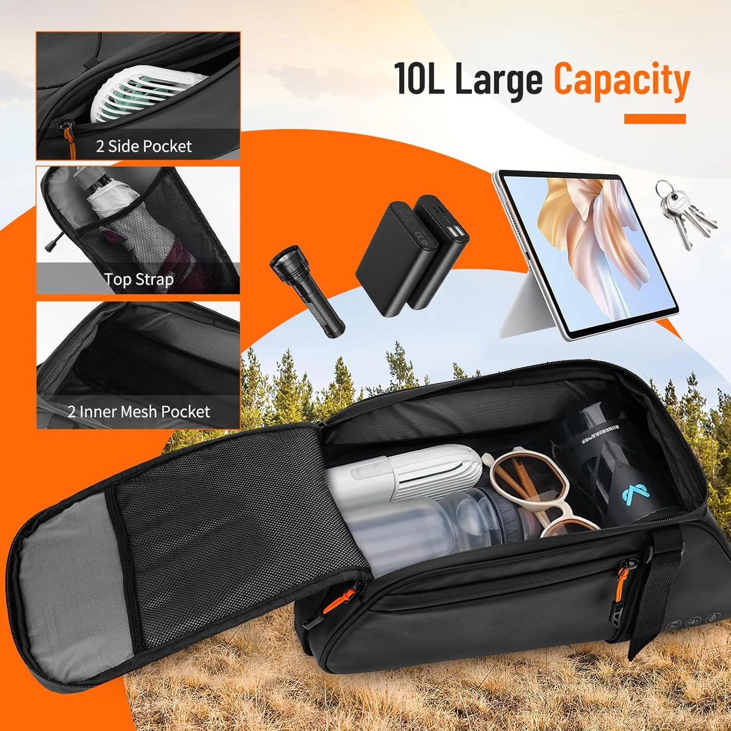 کیف باربند عقب دوچرخه شینکورو، کیف خورجینی ضد آب 10 لیتری، کیف صندوق عقب دوچرخه، کیف های ذخیره سازی چند جیبی صندلی عقب دوچرخه سواری، کیف های دوچرخه برای حمل کننده با ناحیه بازتابنده و بند شانه