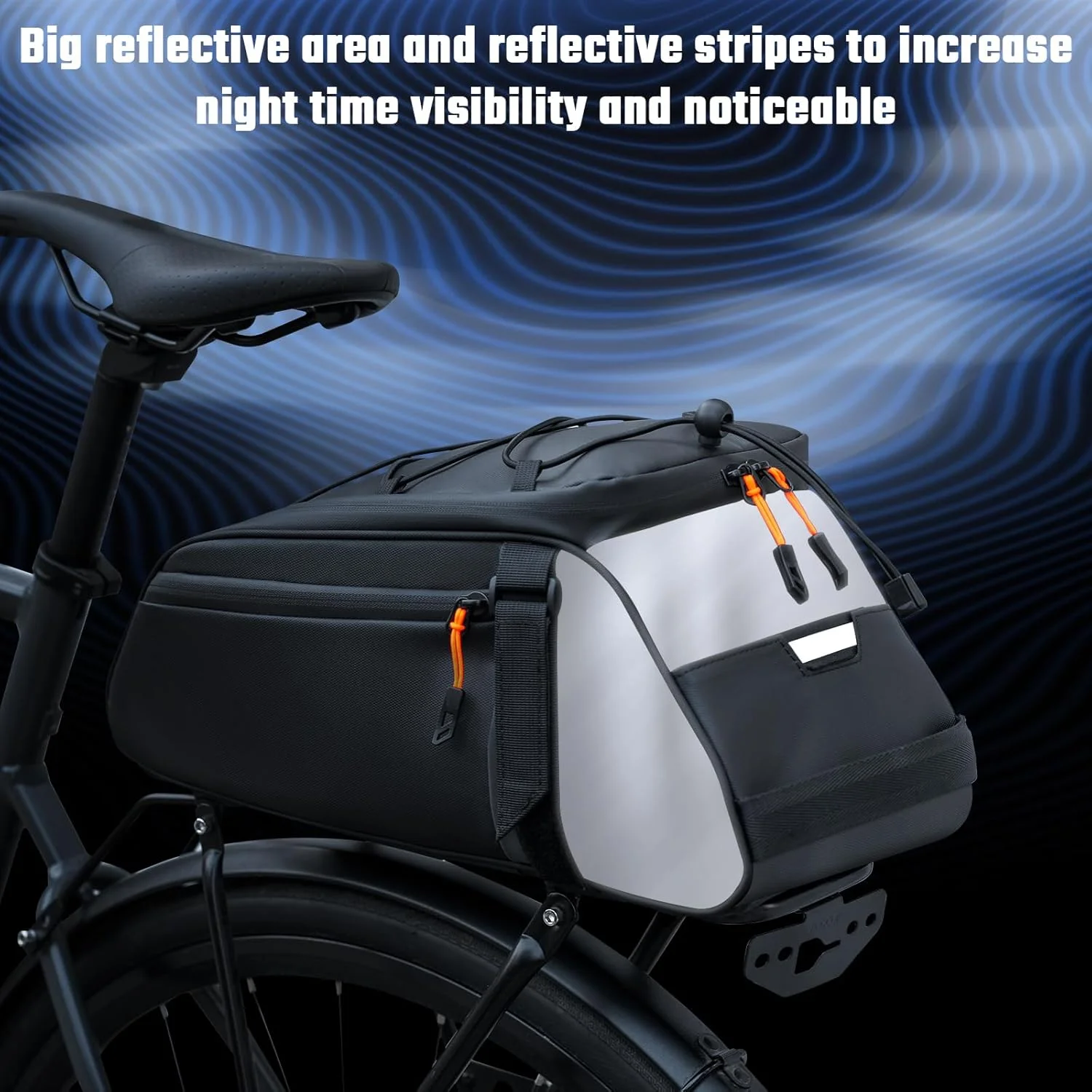 کیف باربند عقب دوچرخه شینکورو، کیف خورجینی ضد آب 10 لیتری، کیف صندوق عقب دوچرخه، کیف های ذخیره سازی چند جیبی صندلی عقب دوچرخه سواری، کیف های دوچرخه برای حمل کننده با ناحیه بازتابنده و بند شانه