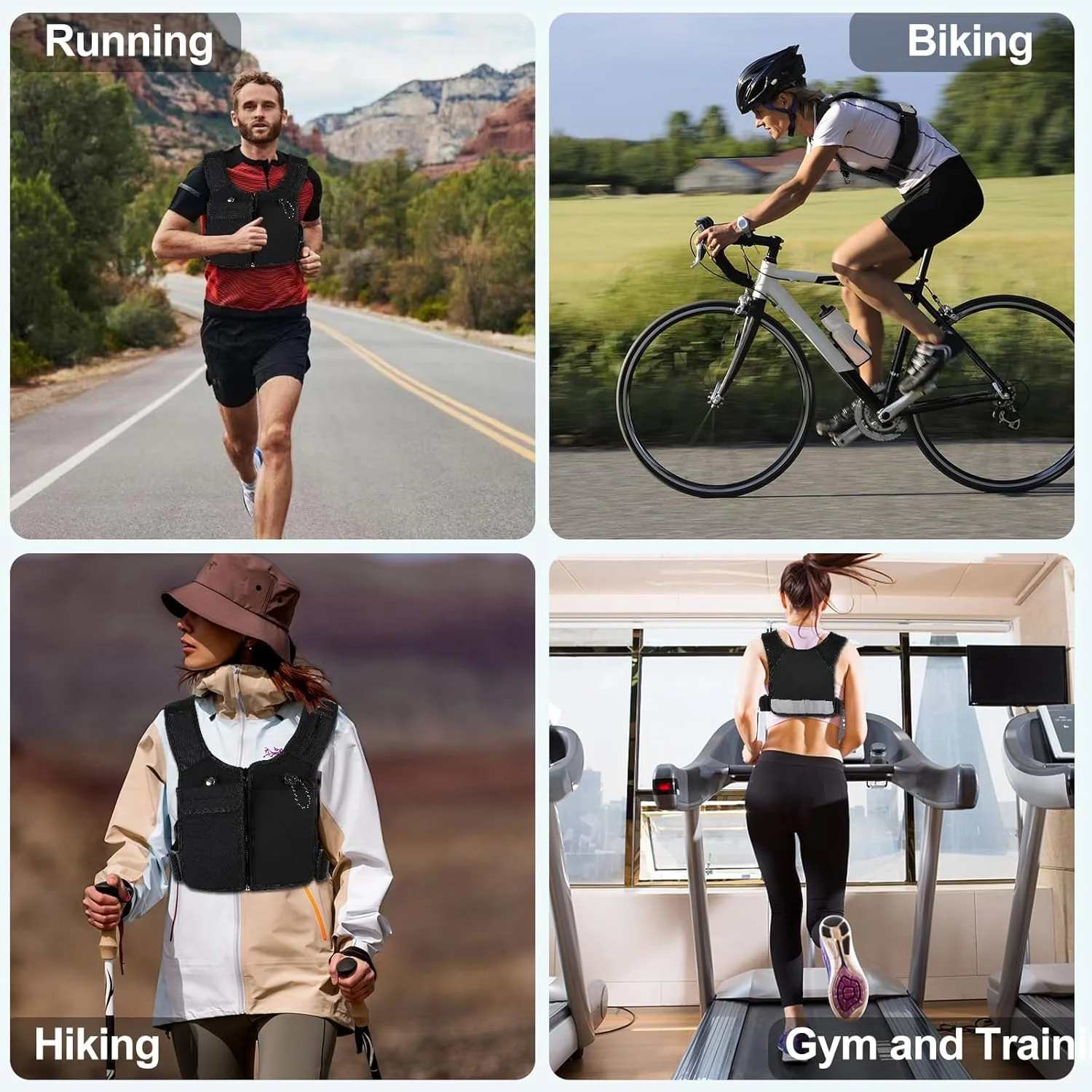 جلیقه دویدن برای آقایان و بانوان با جای تلفن/جیب بطری، کوله پشتی هیدراتاسیون چند منظوره سبک وزن ایده آل برای دویدن و پیاده روی و غیره - بازتابنده، تنفس پذیر