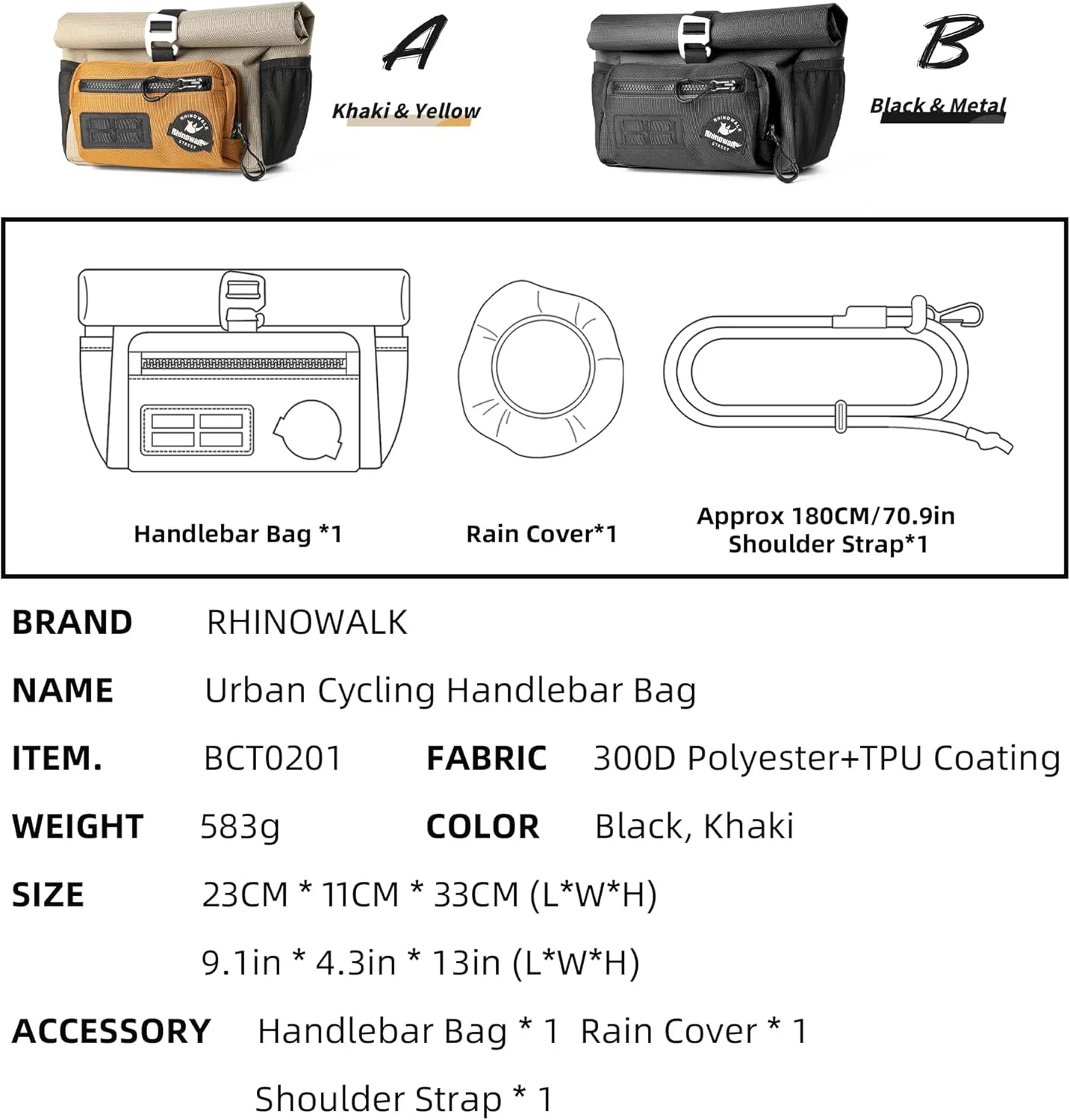 کیف فرمان دوچرخه راینوواک با قابلیت جدا شدن سریع، کیف جلویی برای دوچرخه تاشو برومپتون به همراه بند شانه و روکش باران کیف فرمان دوچرخه راینوواک با قابلیت جدا شدن سریع، کیف جلویی برای دوچرخه تاشو برومپتون به همراه بند شانه و روکش باران