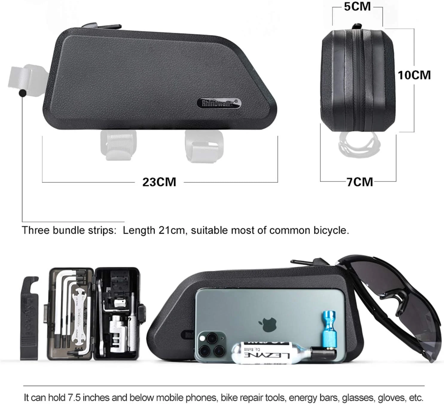 کیف لوله بالایی دوچرخه Rhinowalk و فریم دوچرخه پایدار