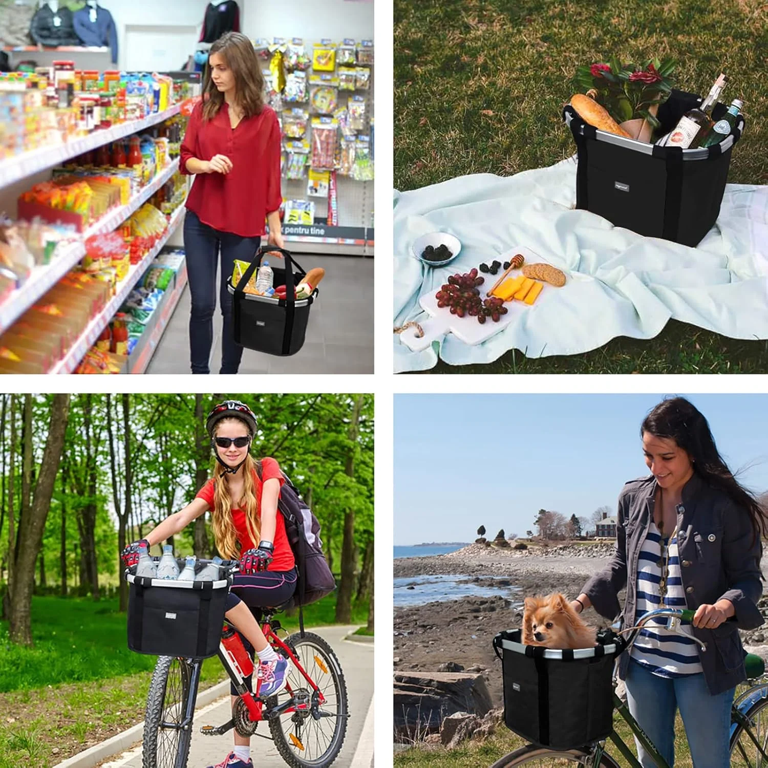 سبد دوچرخه RAYMACE، سبد فرمان دوچرخه سگ، تاشو جداشدنی با نصب آسان و رهاسازی سریع، کیف پیک نیک دوچرخه سواری