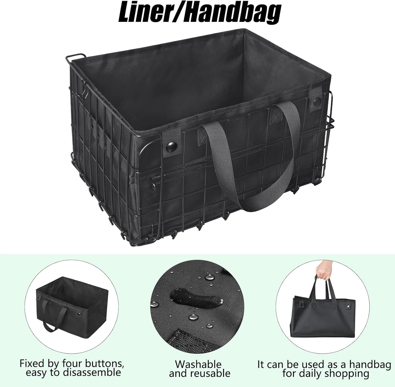 سبد عقب دوچرخه RAYMACE، سبد دوچرخه با آستر جداشدنی، روکش ضد باران و توری بار، سبدهای تاشو دوچرخه برای بزرگسالان، طراحی رهاسازی سریع مناسب برای اکثر باربندهای عقب دوچرخه