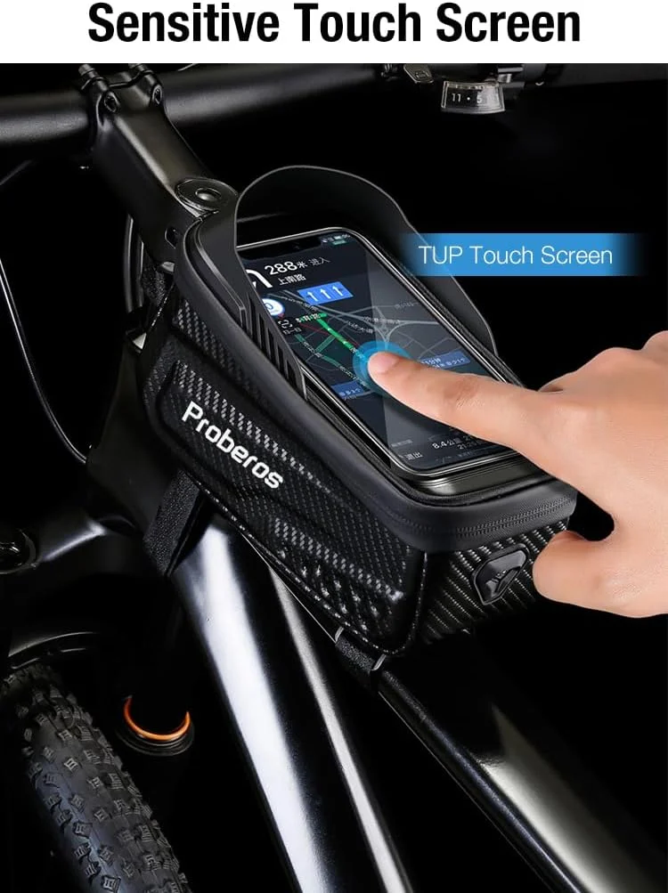 کیف نگهداری دوچرخه PROBEROS® با صفحه لمسی TPU ضد آب 6.8 اینچی و طراحی زیپ دوتایی، کیف نگهدارنده موبایل دوچرخه برای همه گوشی ها تا 6.8 اینچ لوازم جانبی دوچرخه