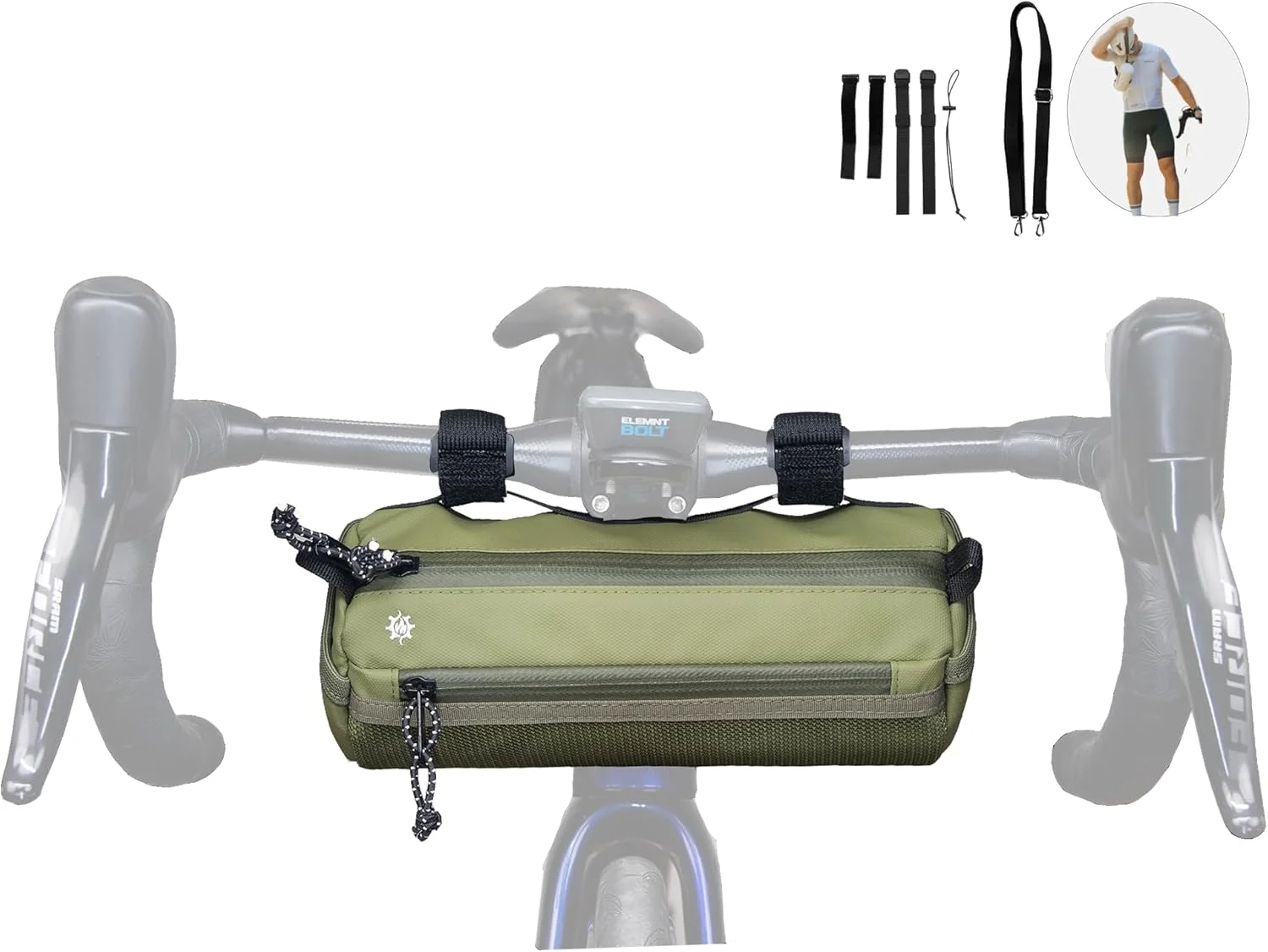 کیف فرمان دوچرخه Lumiere & Co.، کیف فرمان دوچرخه، محل نگهداری دوچرخه کوهستان، سبز، 2.4 لیتر