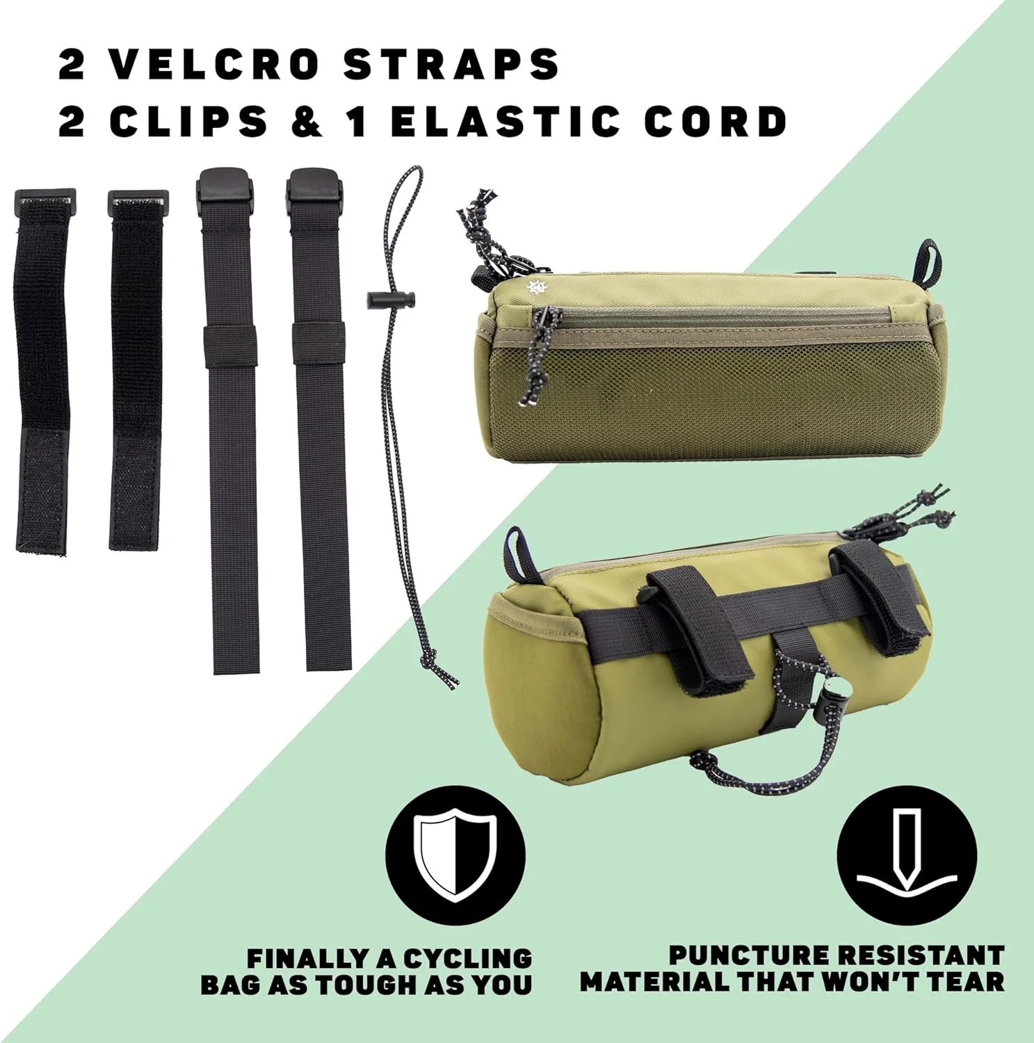 کیف فرمان دوچرخه Lumiere & Co.، کیف فرمان دوچرخه، محل نگهداری دوچرخه کوهستان، سبز، 2.4 لیتر