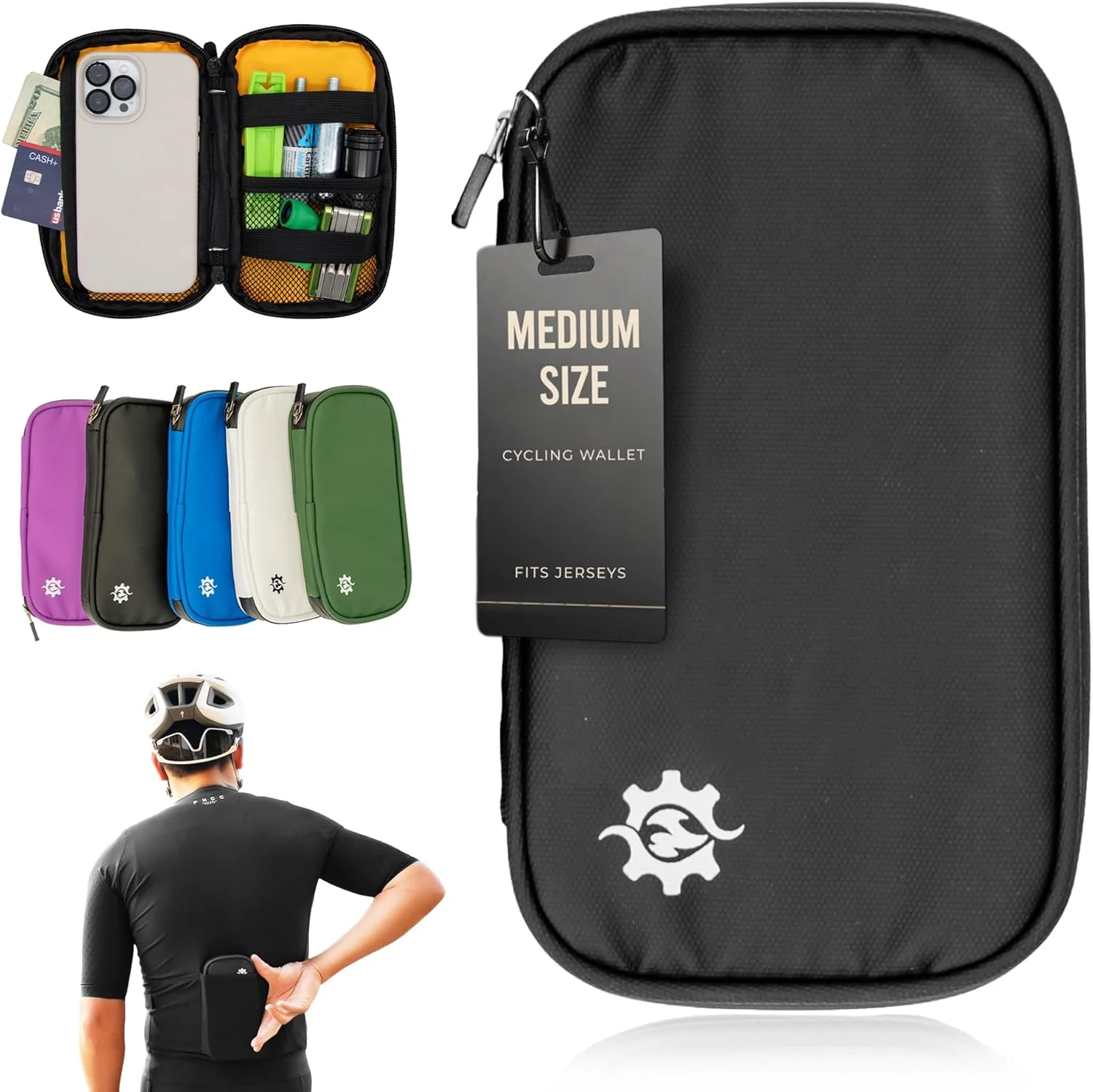 کیف دوچرخه سواری ضد آب Lumiere & Co. | کیف دوچرخه سواری و کیف مخصوص لباس دوچرخه سواری | کیف سواری برای دوچرخه سواران حرفه ای | کیف تلفن دوچرخه سواری برای دوچرخه با جیب های زیپ دار (مشکی)