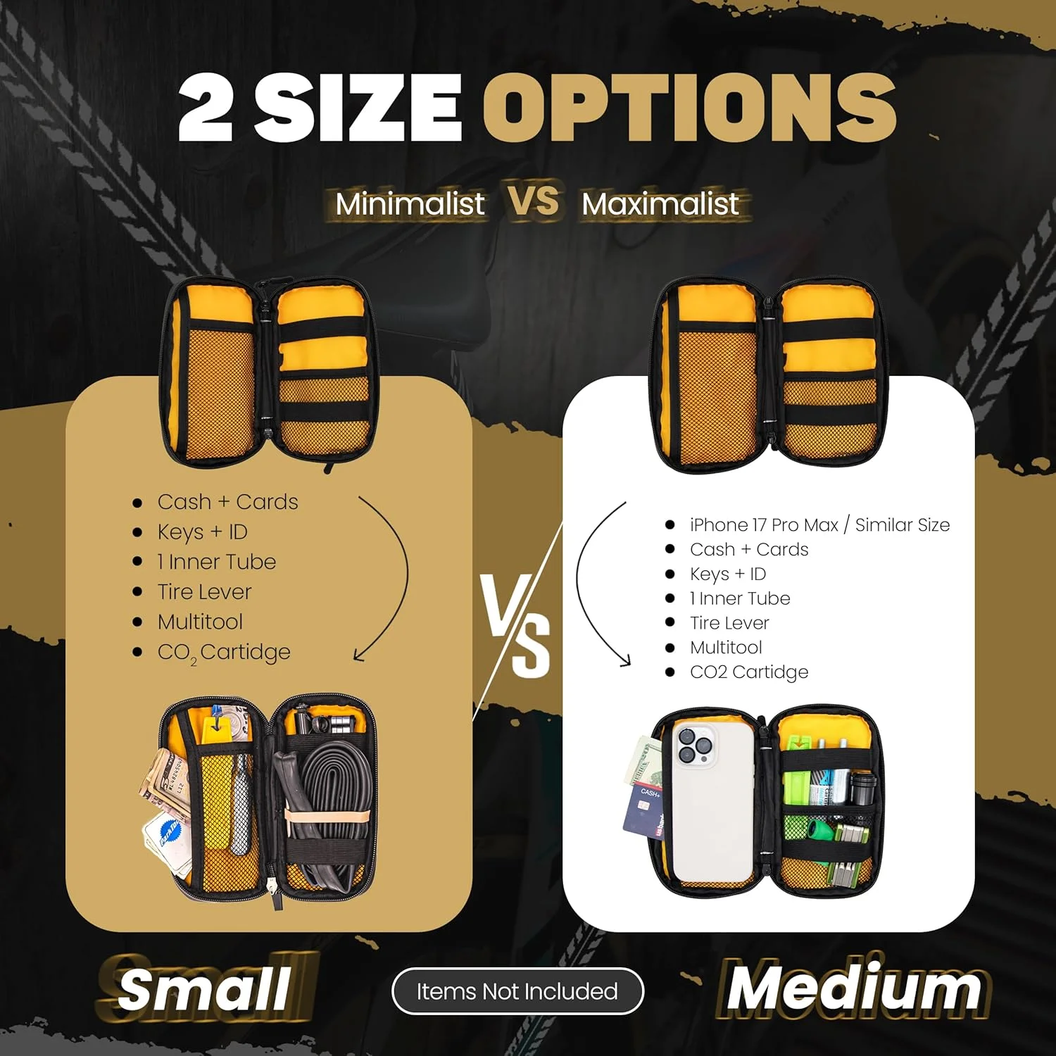 کیف دوچرخه سواری ضد آب Lumiere & Co. | کیف دوچرخه سواری و کیف مخصوص لباس دوچرخه سواری | کیف سواری برای دوچرخه سواران حرفه ای | کیف تلفن دوچرخه سواری برای دوچرخه با جیب های زیپ دار (مشکی)