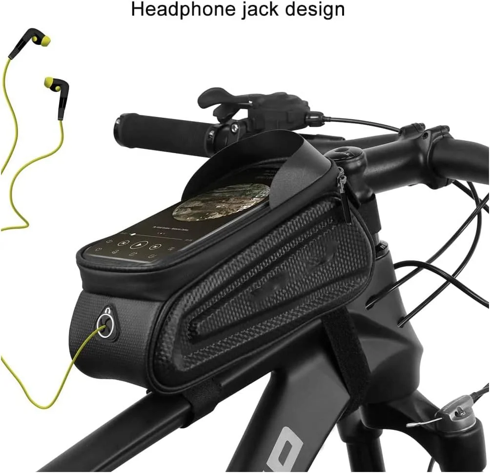 کیف تنه دوچرخه MAKINGTEC، کیف ضدآب نگهدارنده گوشی دوچرخه، کیف دوچرخه با صفحه لمسی، آفتابگیر و جک هدفون، کیف بزرگ دوچرخه با طراحی نوار بازتابنده مناسب برای گوشی های زیر 7 اینچ