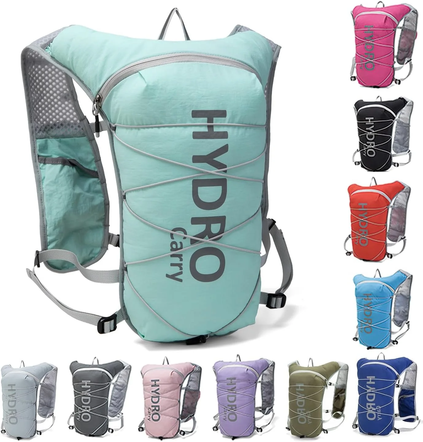 جلیقه دویدن سبک وزن برای زنان و مردان، کوله پشتی هیدراتاسیون با کیسه آب 1.5 لیتری، لوازم جانبی دویدن برای پیاده روی، دوچرخه سواری و ماراتن